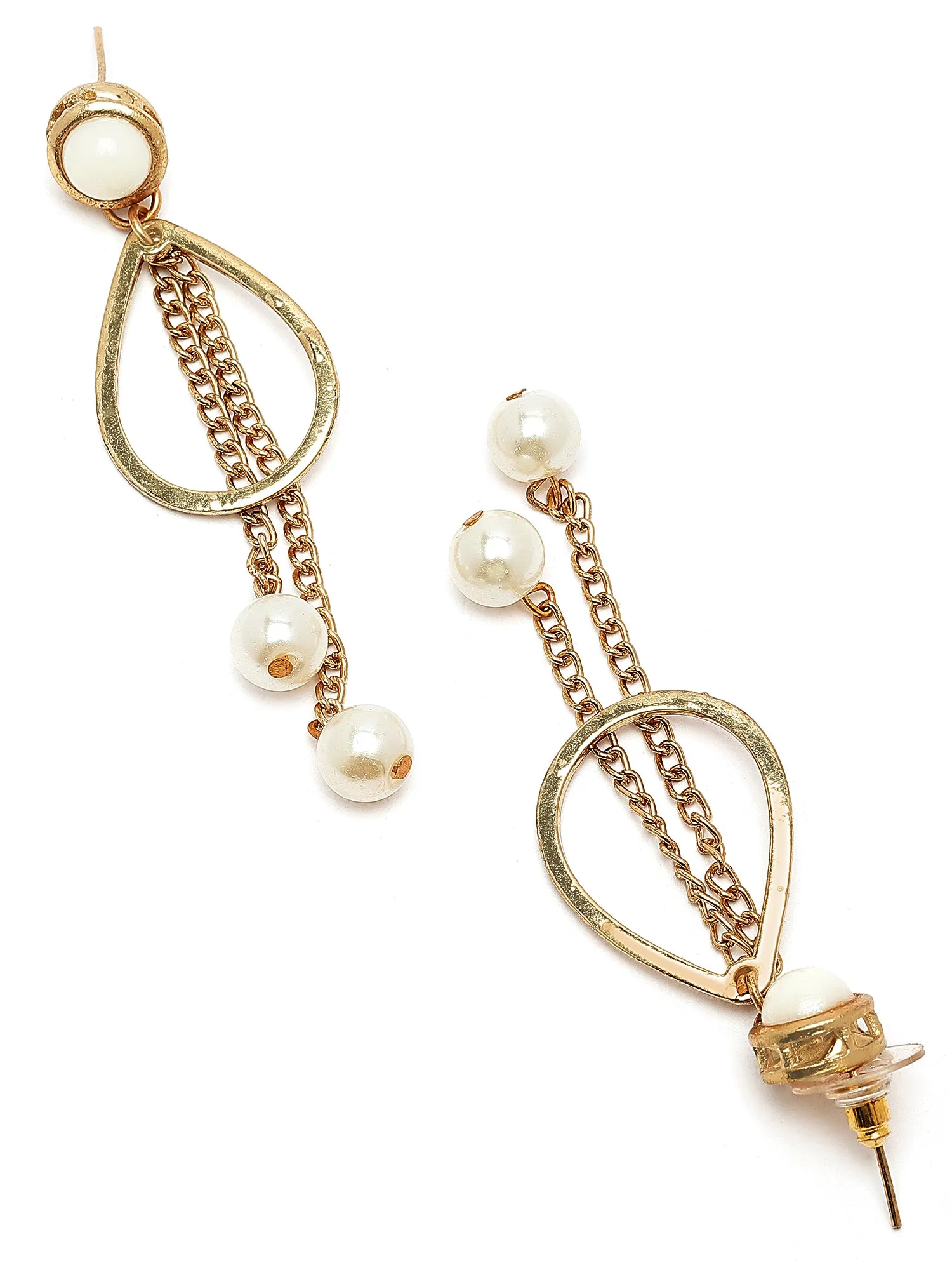 Karatcart Gold-Plated Drop Shape Pearl and Kundan Drop Earrings for Women