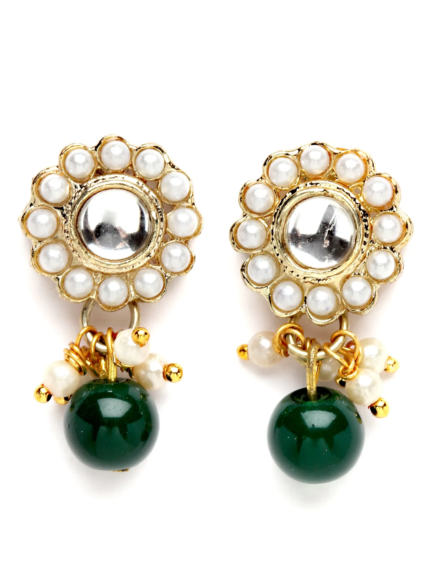 Karatcart Gold Plated Green Beaded Kundan Choker Necklace Set for Women