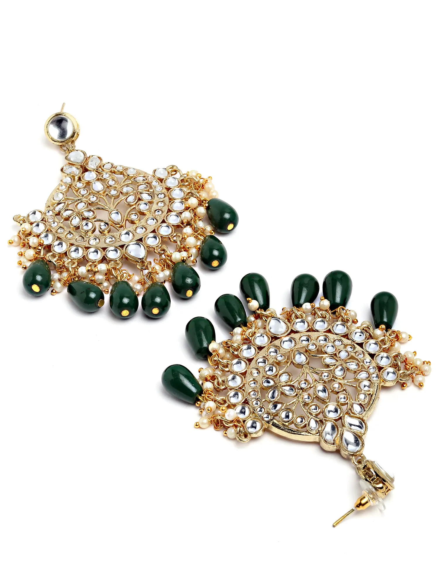 Karatcart Gold Plated Green Drop Beads Kundan Choker Necklace Set for Women