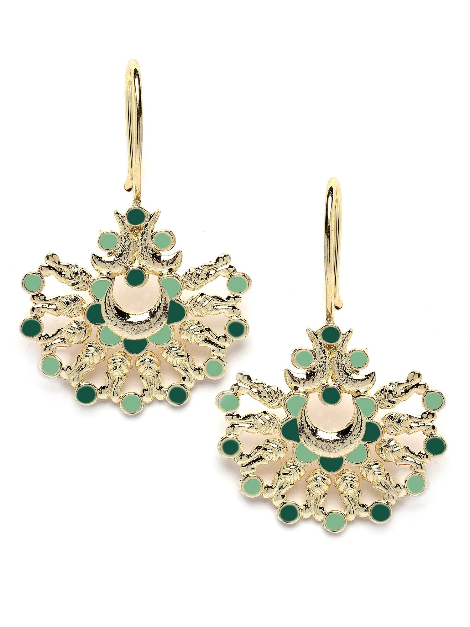 Karatcart Gold Plated Green Meena Drop Earring for Women
