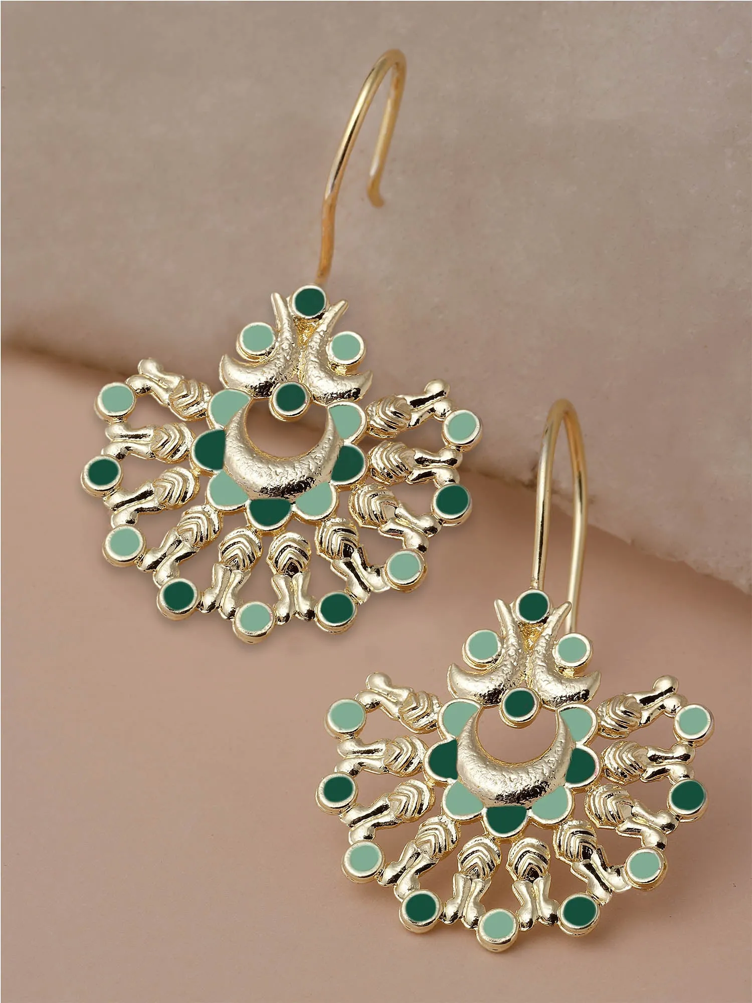 Karatcart Gold Plated Green Meena Drop Earring for Women