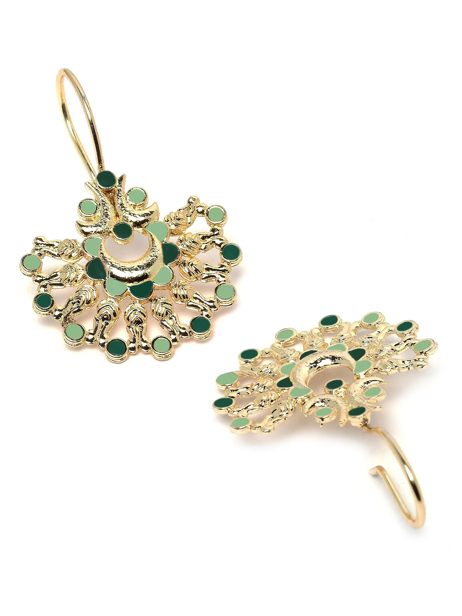 Karatcart Gold Plated Green Meena Drop Earring for Women