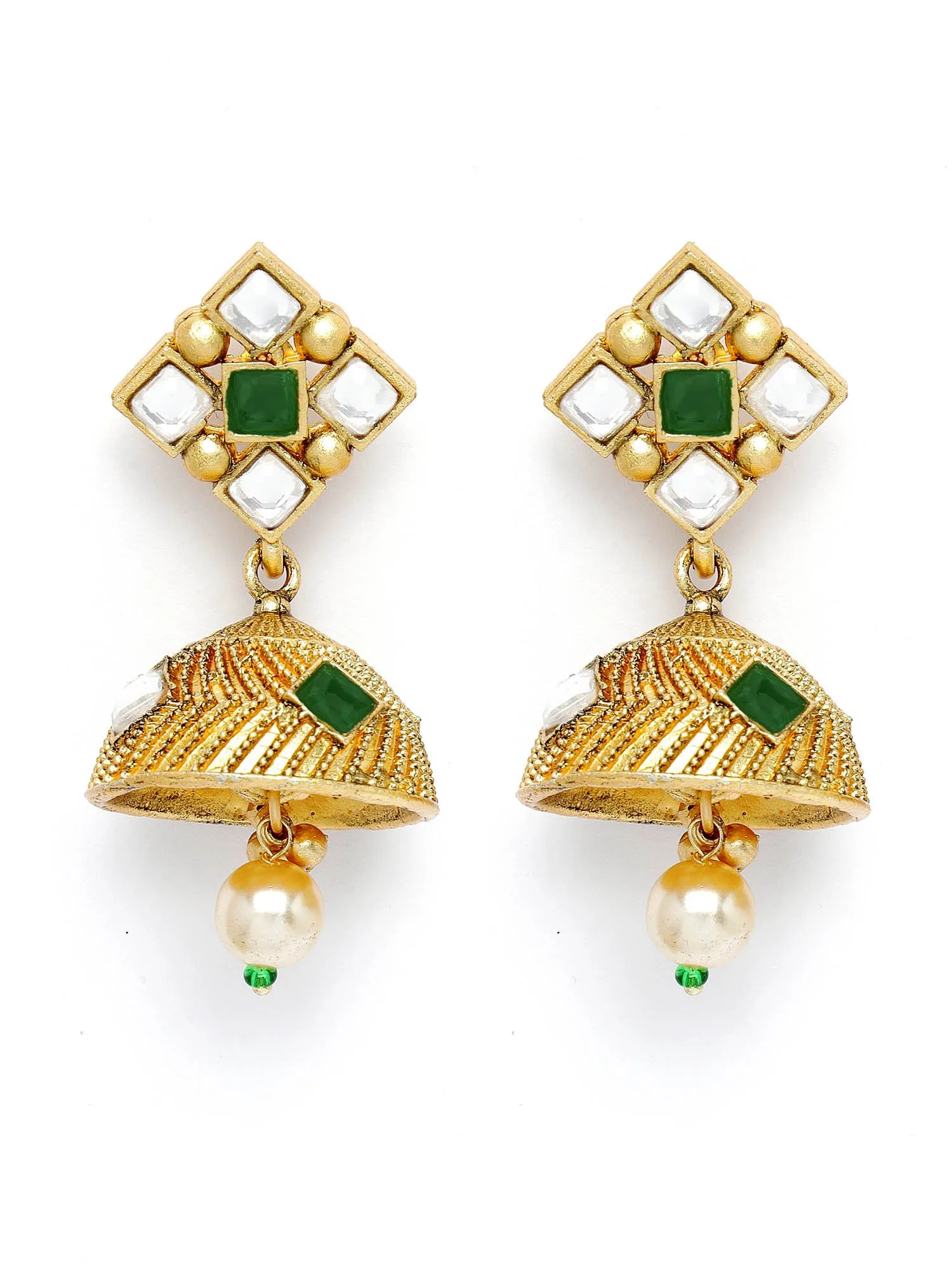 Karatcart Gold Plated Green Stone Choker Necklace Set for Women