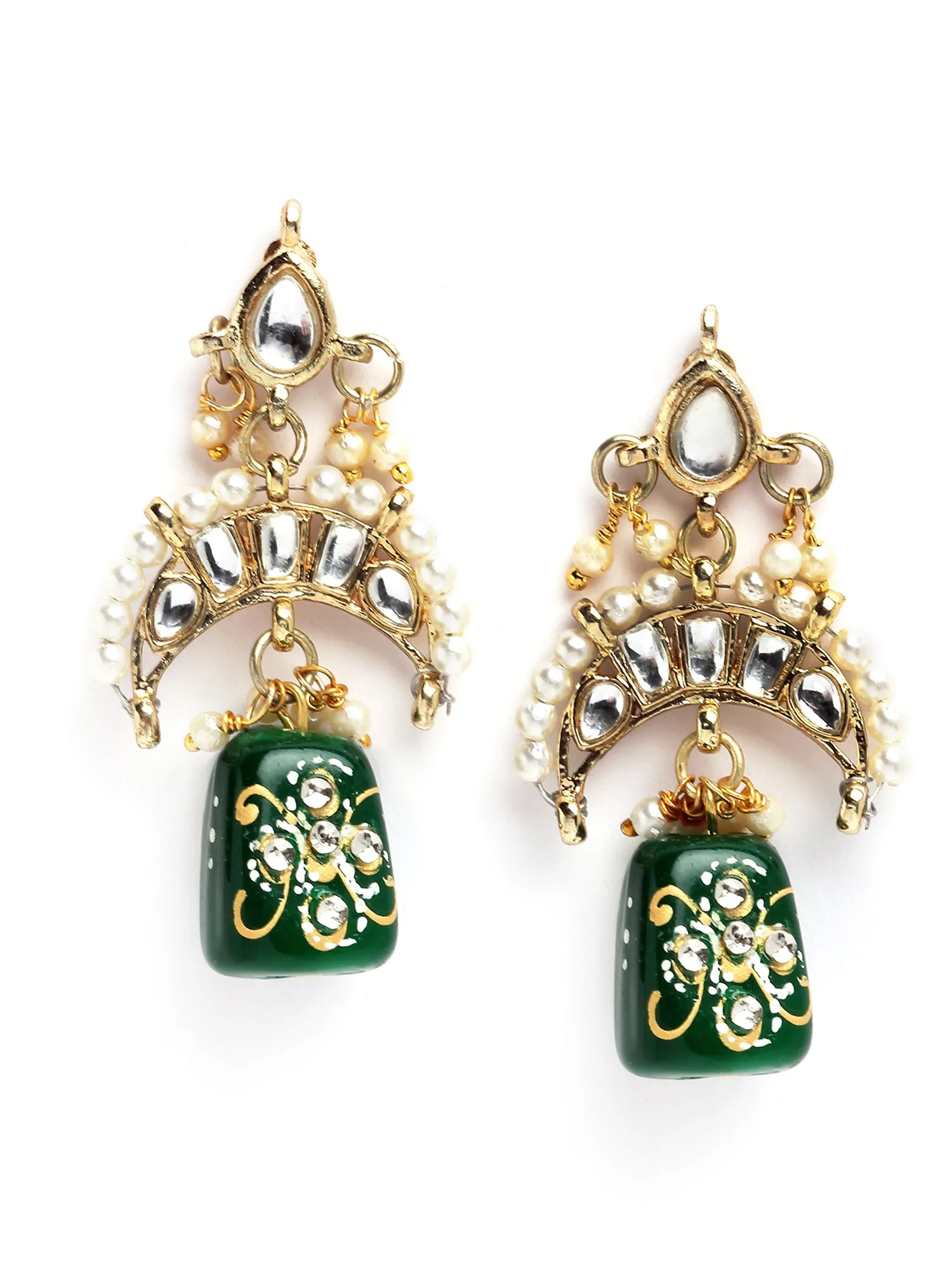 Karatcart Gold Plated Green Tumble Beaded Choker Necklace Set for Women