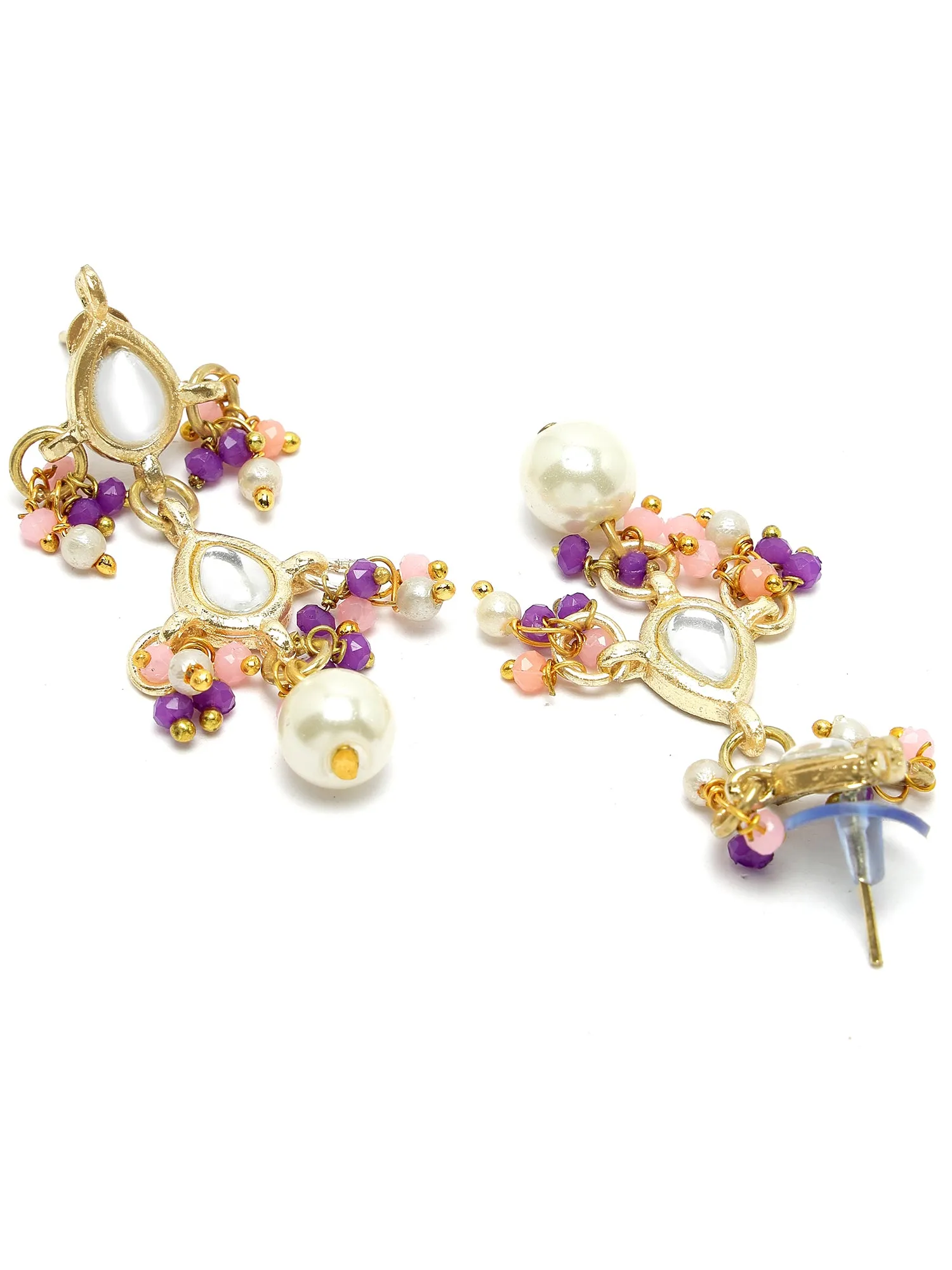 KARATCART Gold Plated Kundan Classic Purple and Pink Jewellery Set for Women