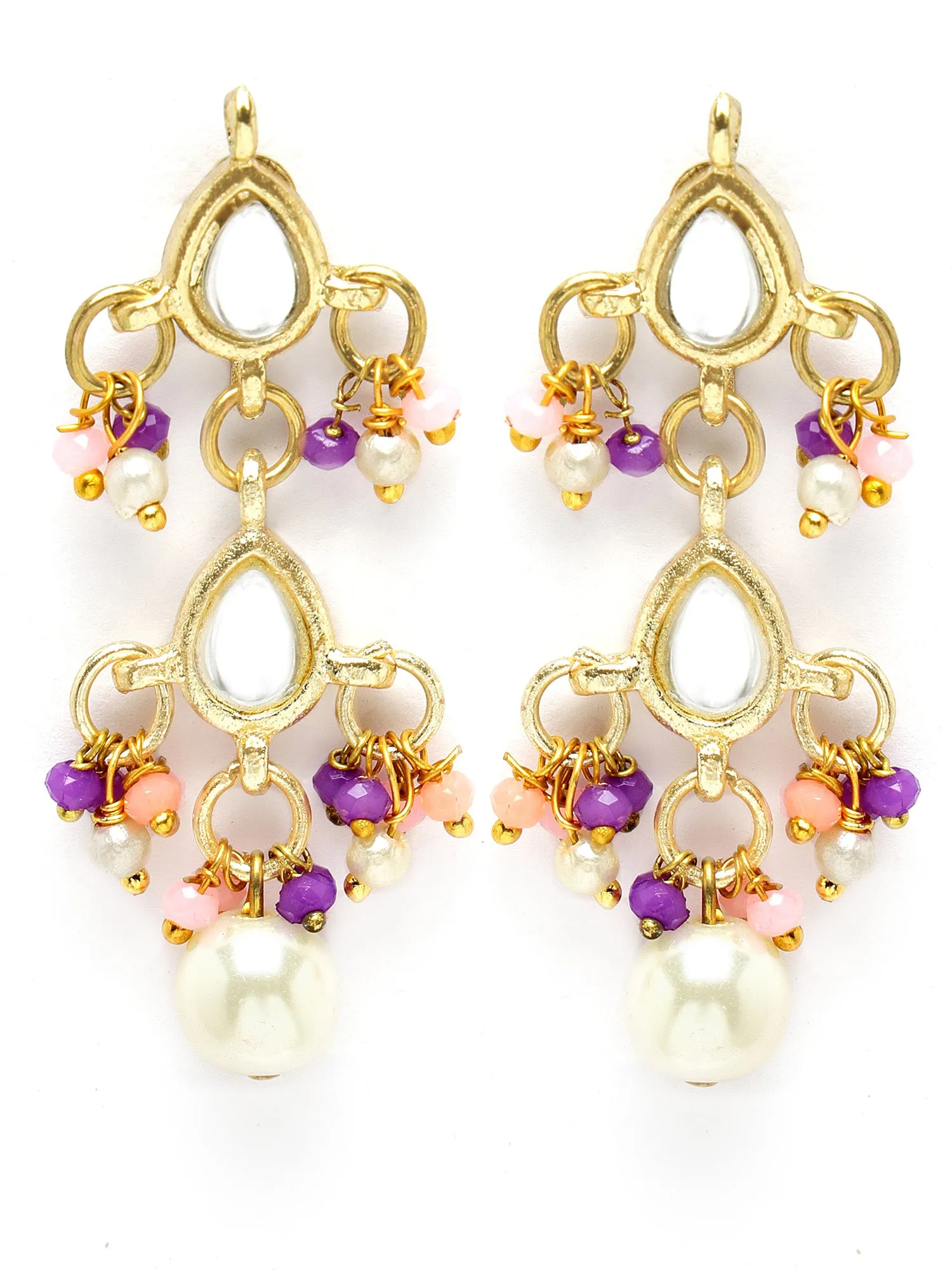KARATCART Gold Plated Kundan Classic Purple and Pink Jewellery Set for Women