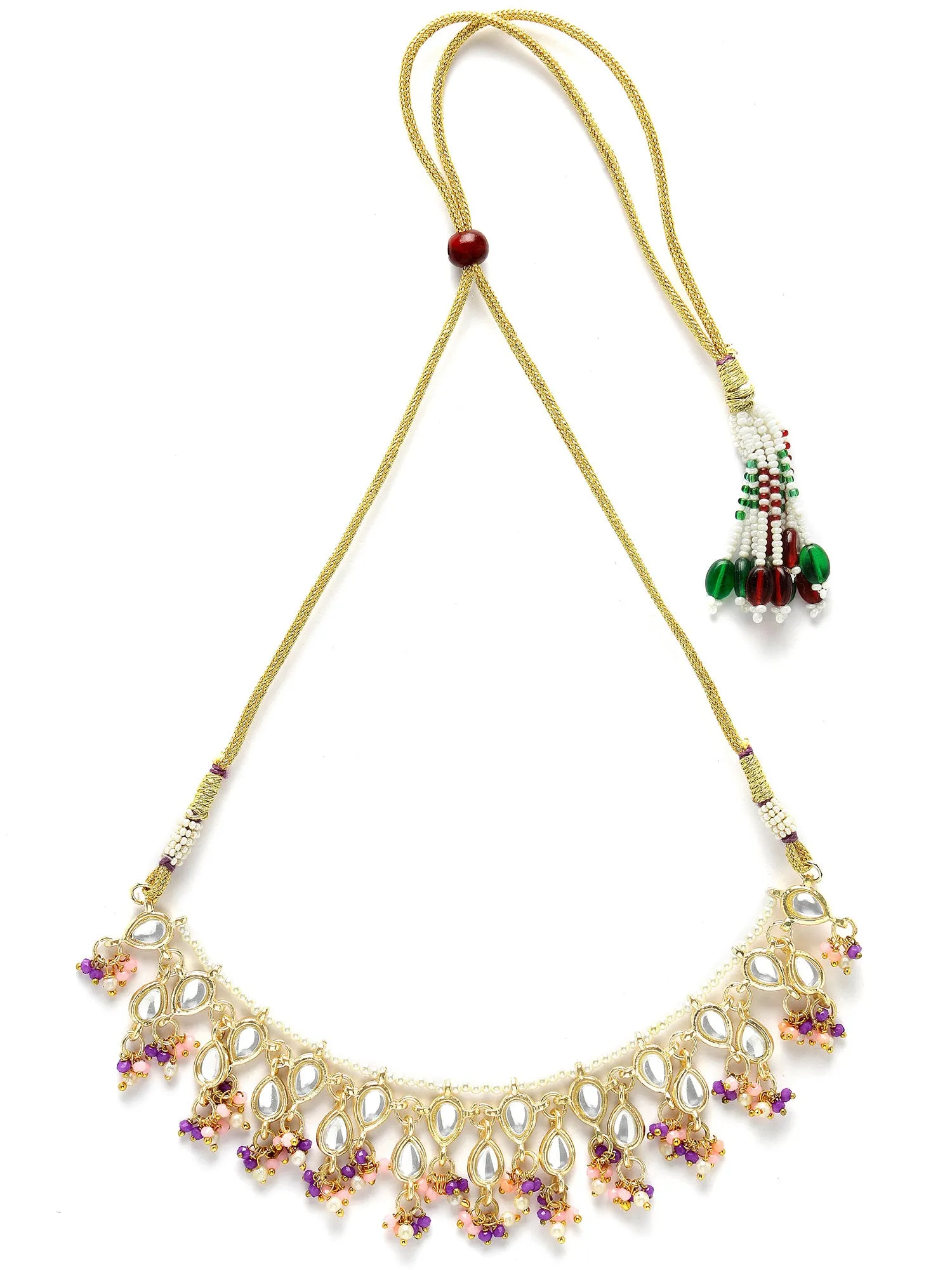 KARATCART Gold Plated Kundan Classic Purple and Pink Jewellery Set for Women