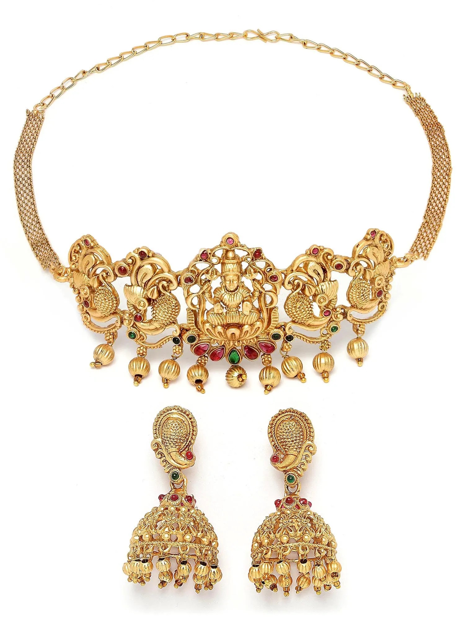 Karatcart Gold-Plated Laxmi Mata Choker Temple Jewellery Set