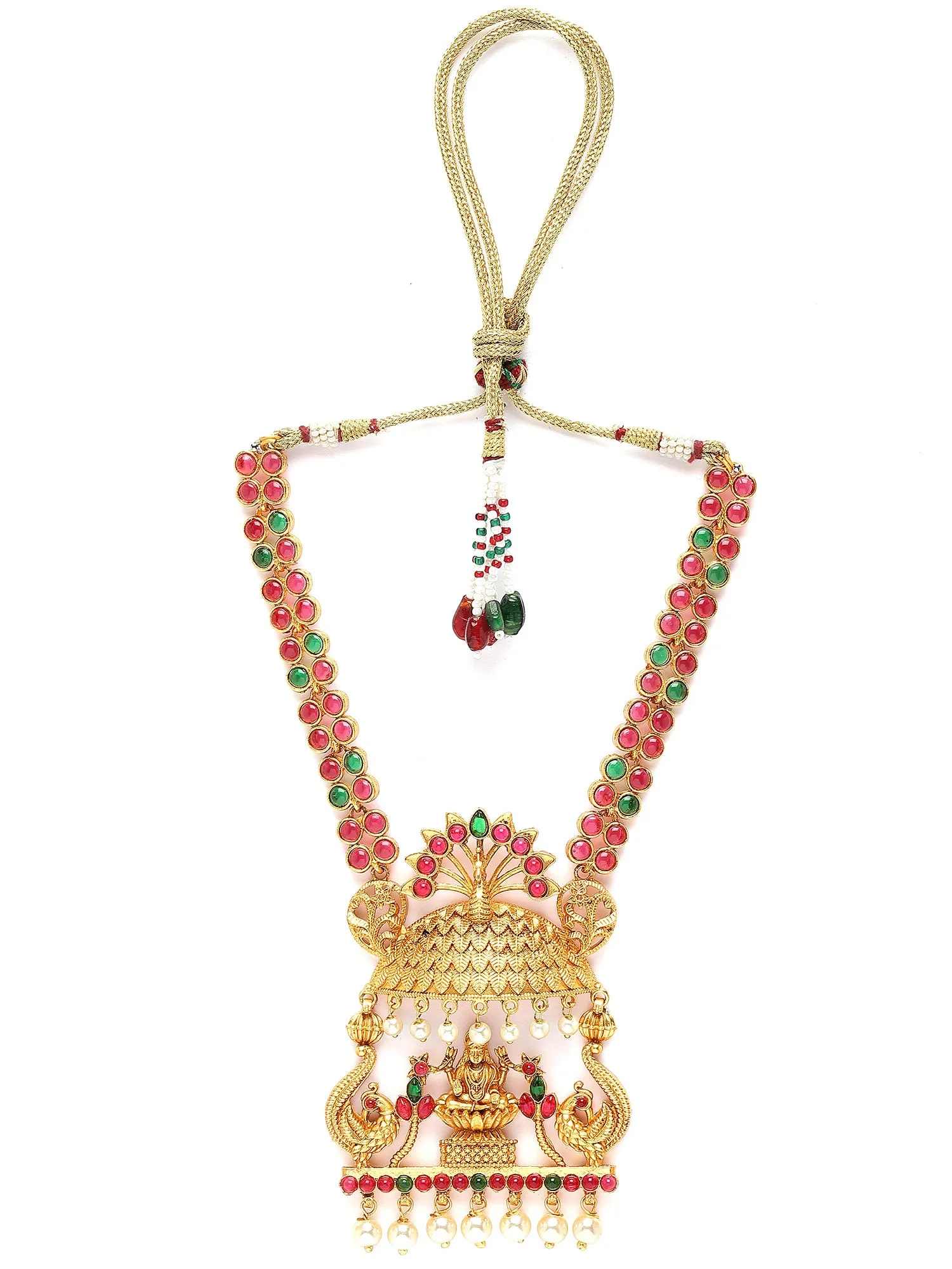 Karatcart Gold Plated Laxmi Mata Design Temple Jewellery Set for Women