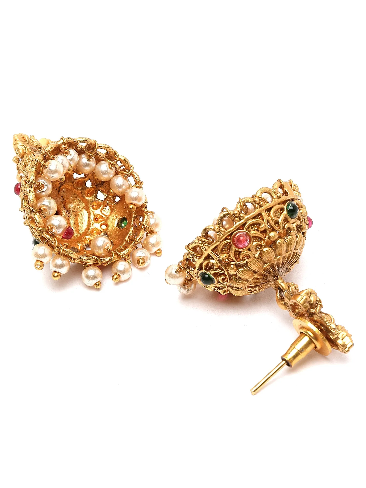 Karatcart Gold Plated Laxmi Mata Design Temple Jewellery Set for Women
