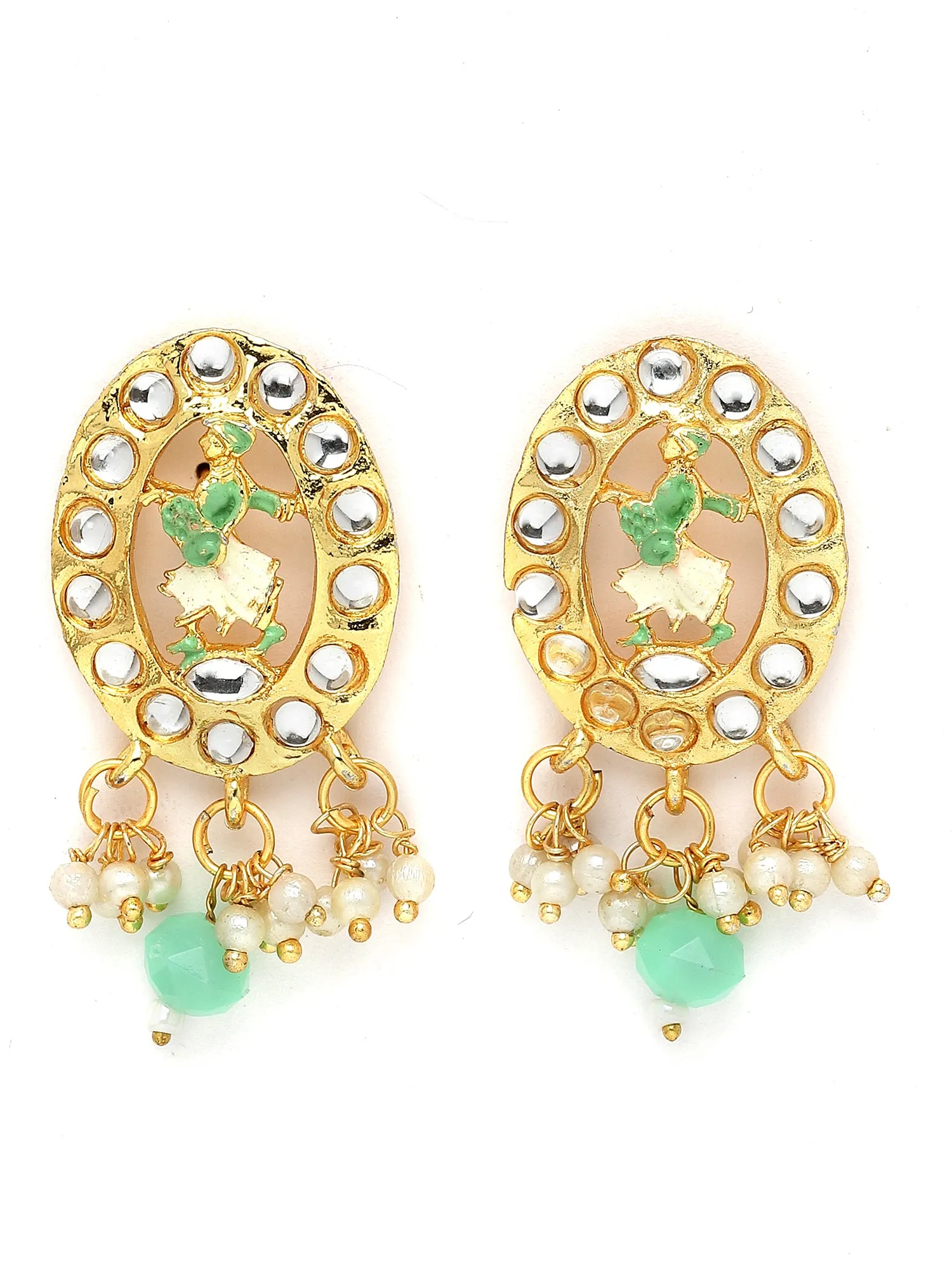 Karatcart Gold Plated Light Green Dulhan Doli Design Choker Necklace Set for Women