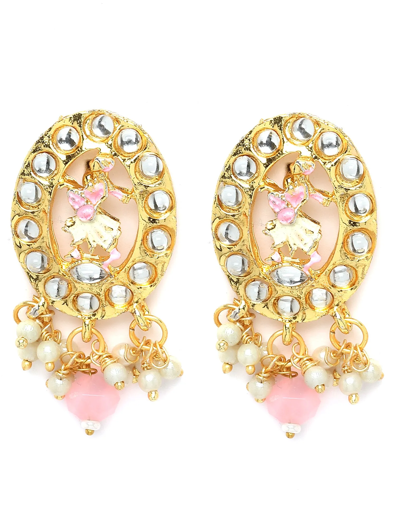 Karatcart Gold Plated Light Pink Dulhan Doli Design Choker Necklace Set for Women