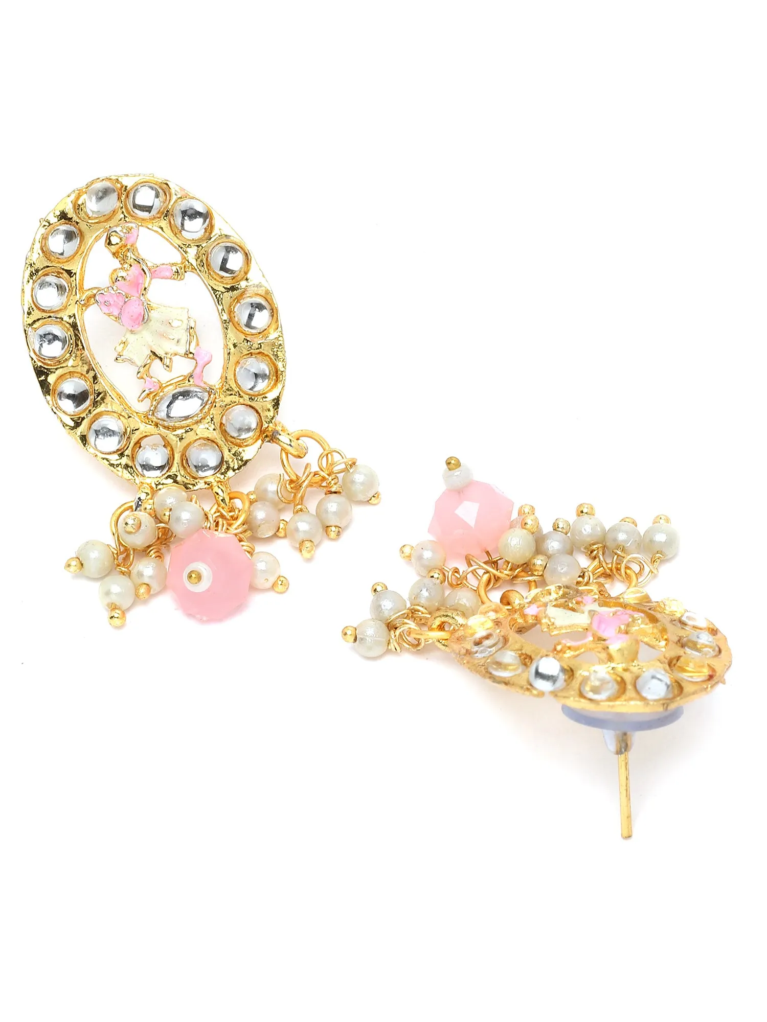 Karatcart Gold Plated Light Pink Dulhan Doli Design Choker Necklace Set for Women