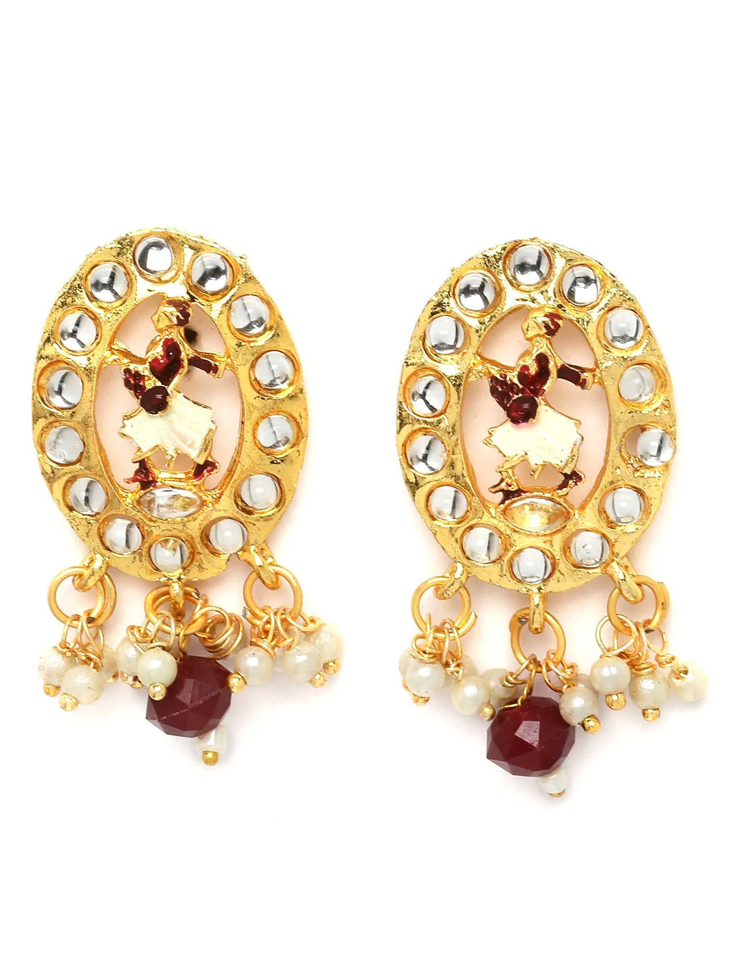 Karatcart Gold Plated Maroon Dulhan Doli Design Choker Necklace Set for Women