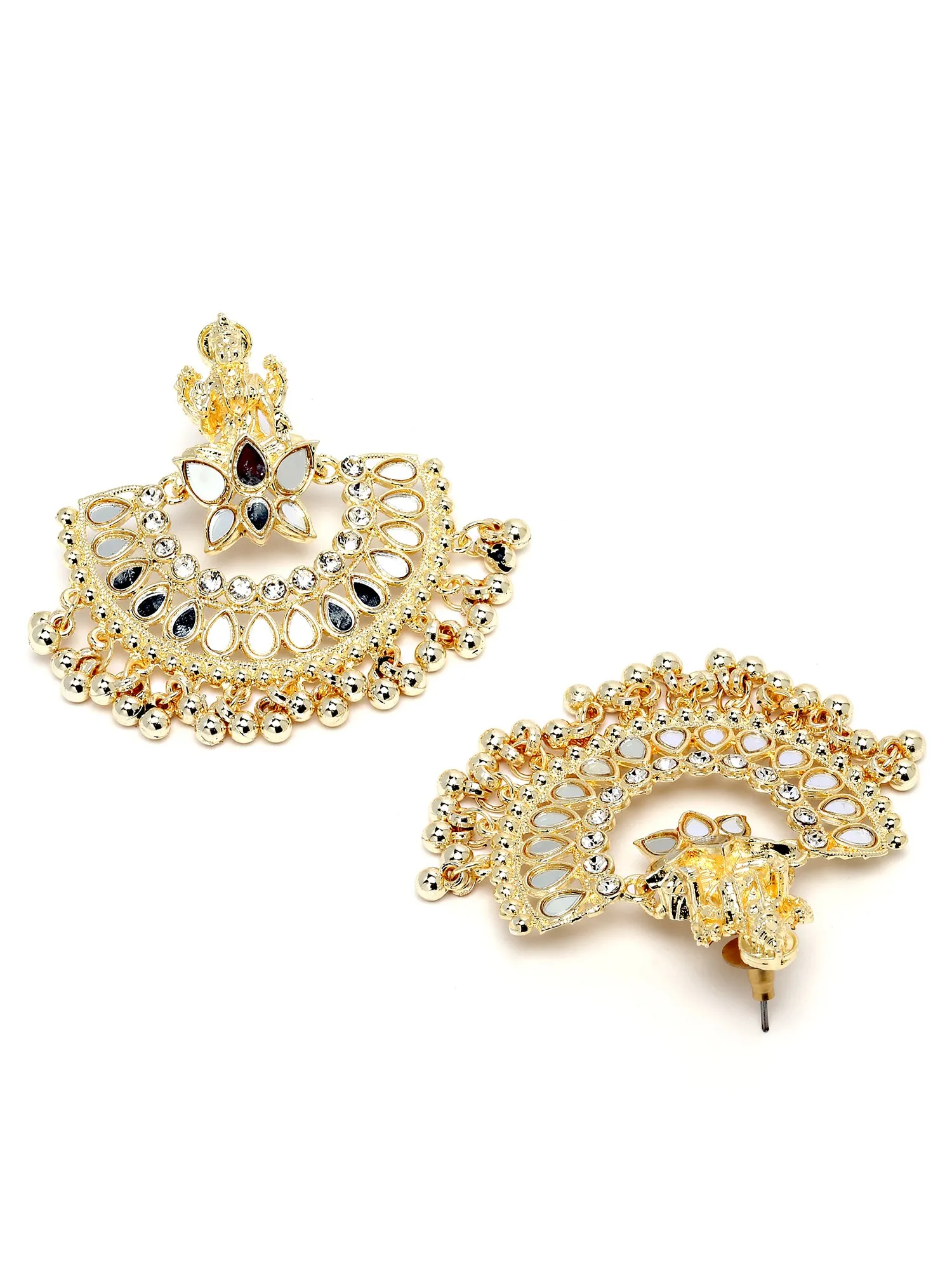 Karatcart Gold Plated Mata Laxmi Design Chandbali Earrings for Women