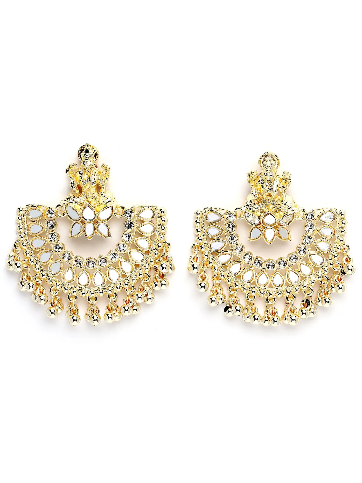 Karatcart Gold Plated Mata Laxmi Design Chandbali Earrings for Women