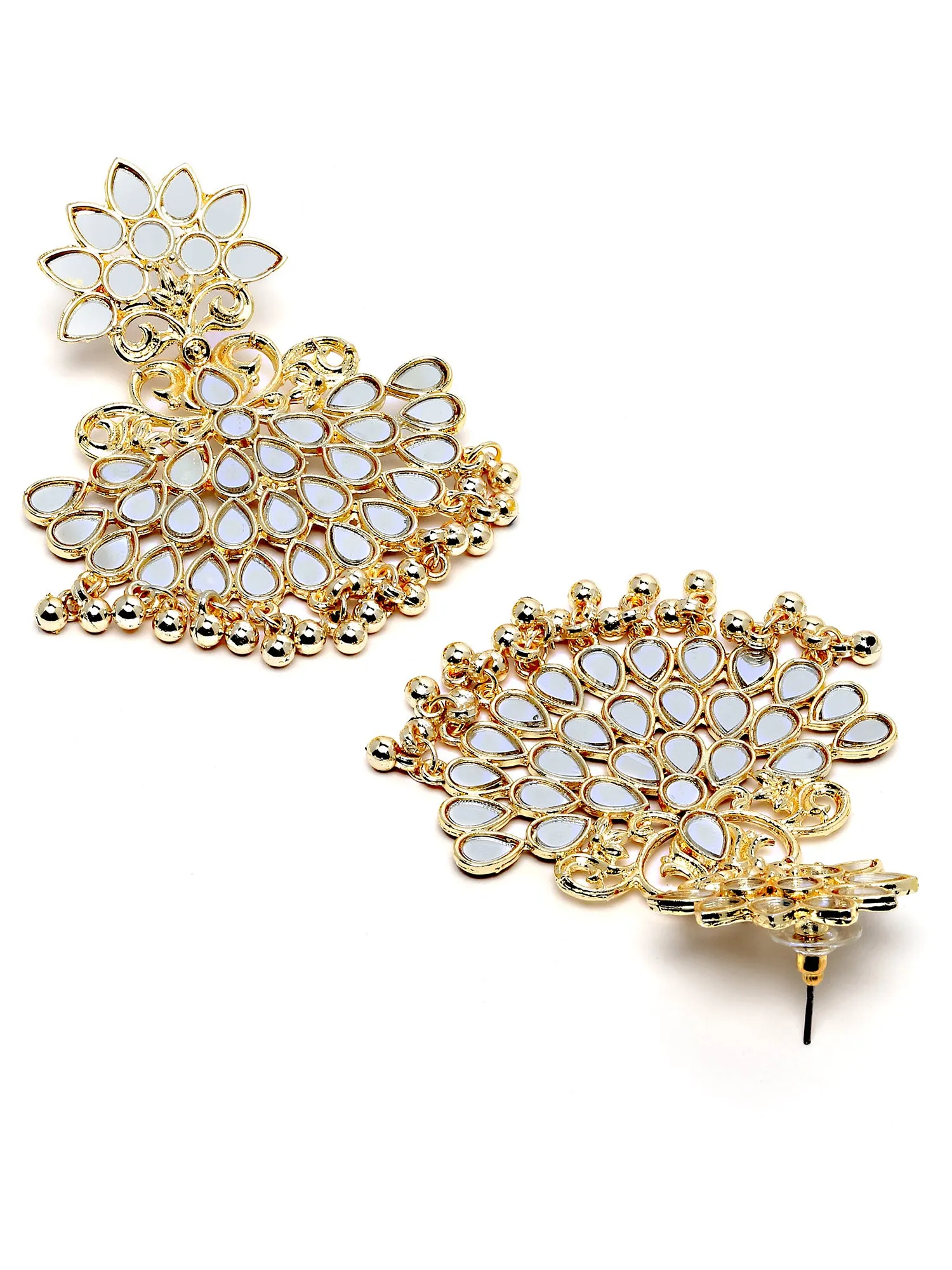 Karatcart Gold Plated Mirror Studded Dangler Earrings for Women