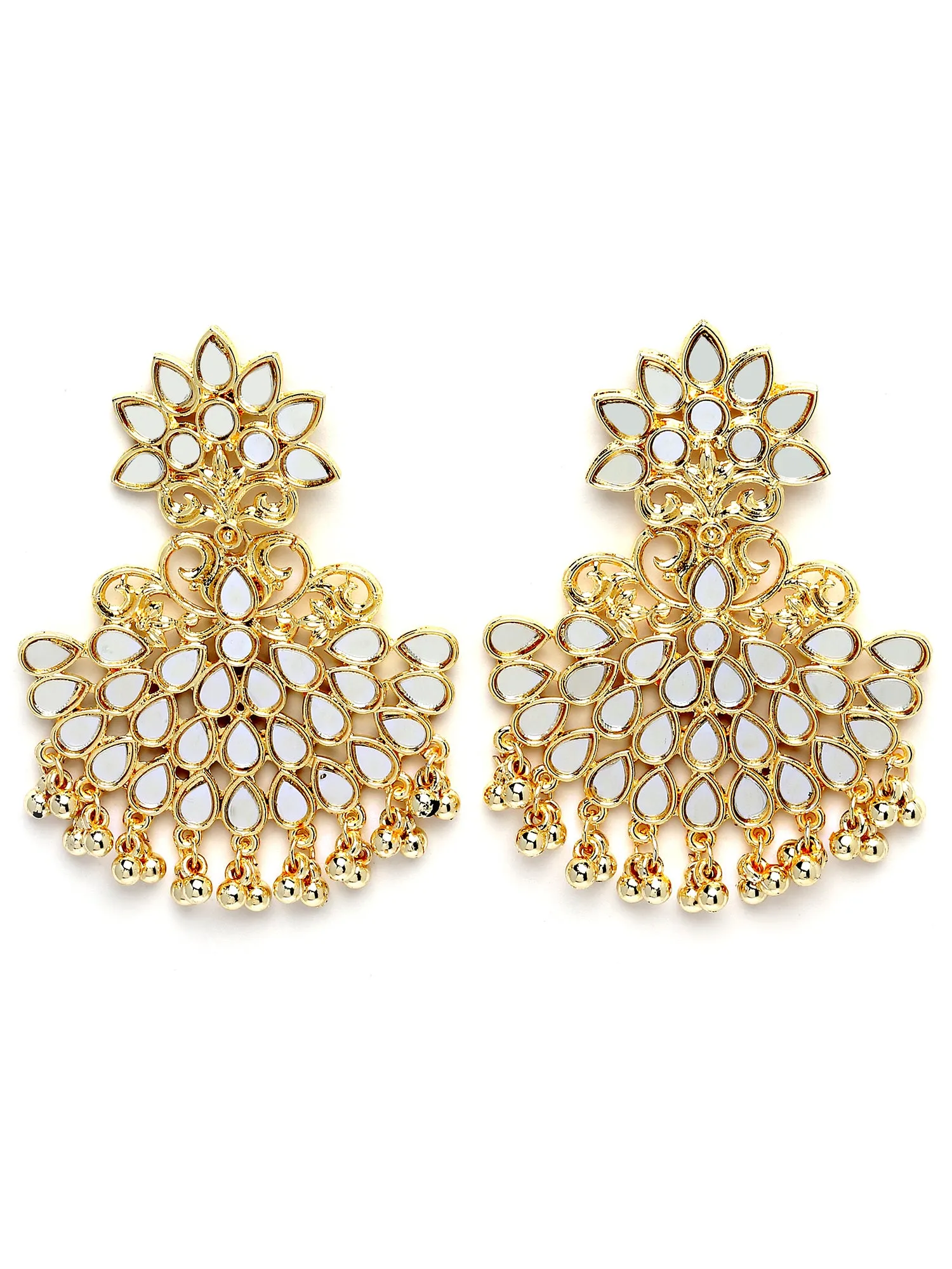 Karatcart Gold Plated Mirror Studded Dangler Earrings for Women