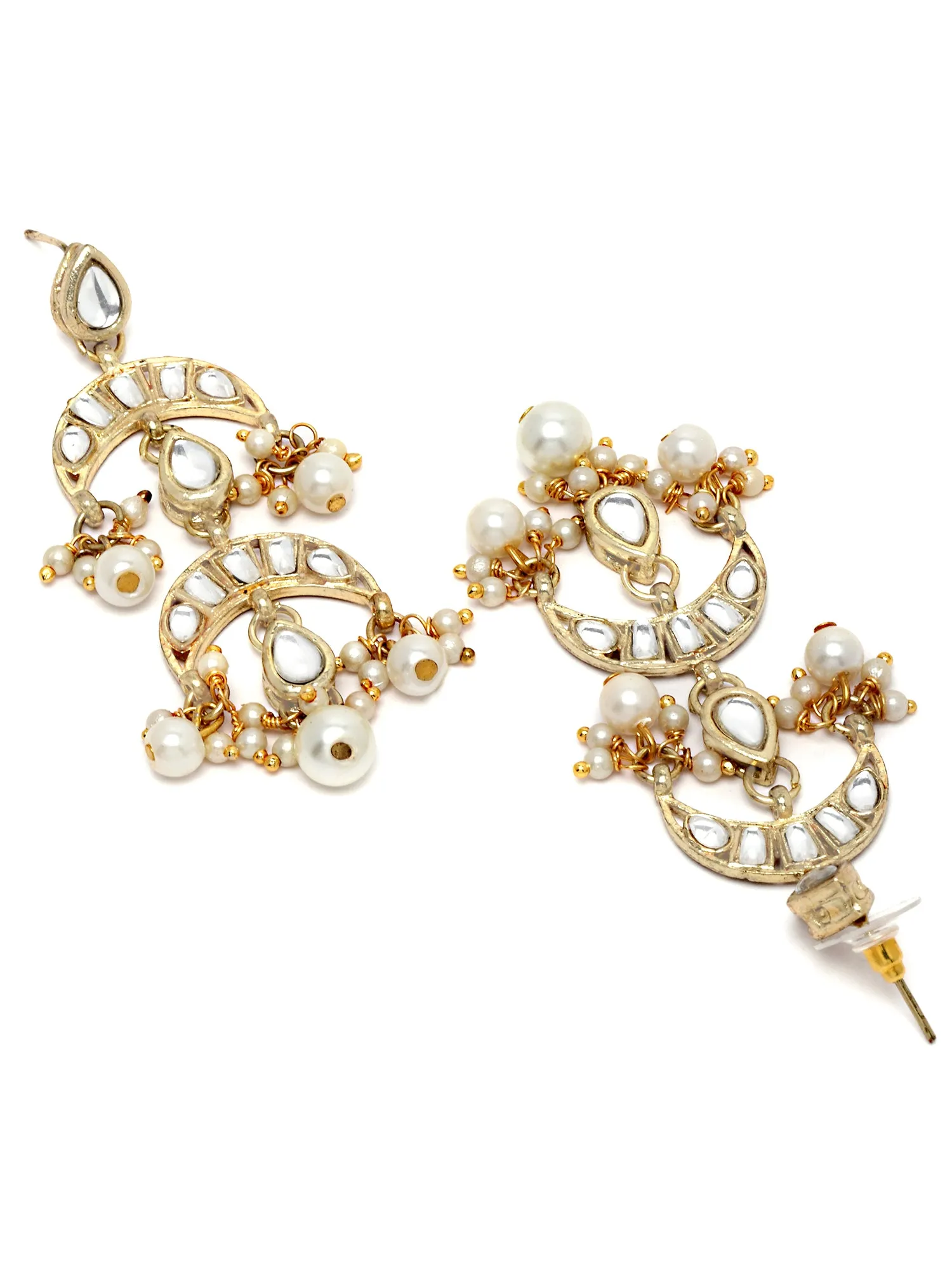 Karatcart Gold Plated Pearl and Drop Kundan Studded Dangler Earrings for Women