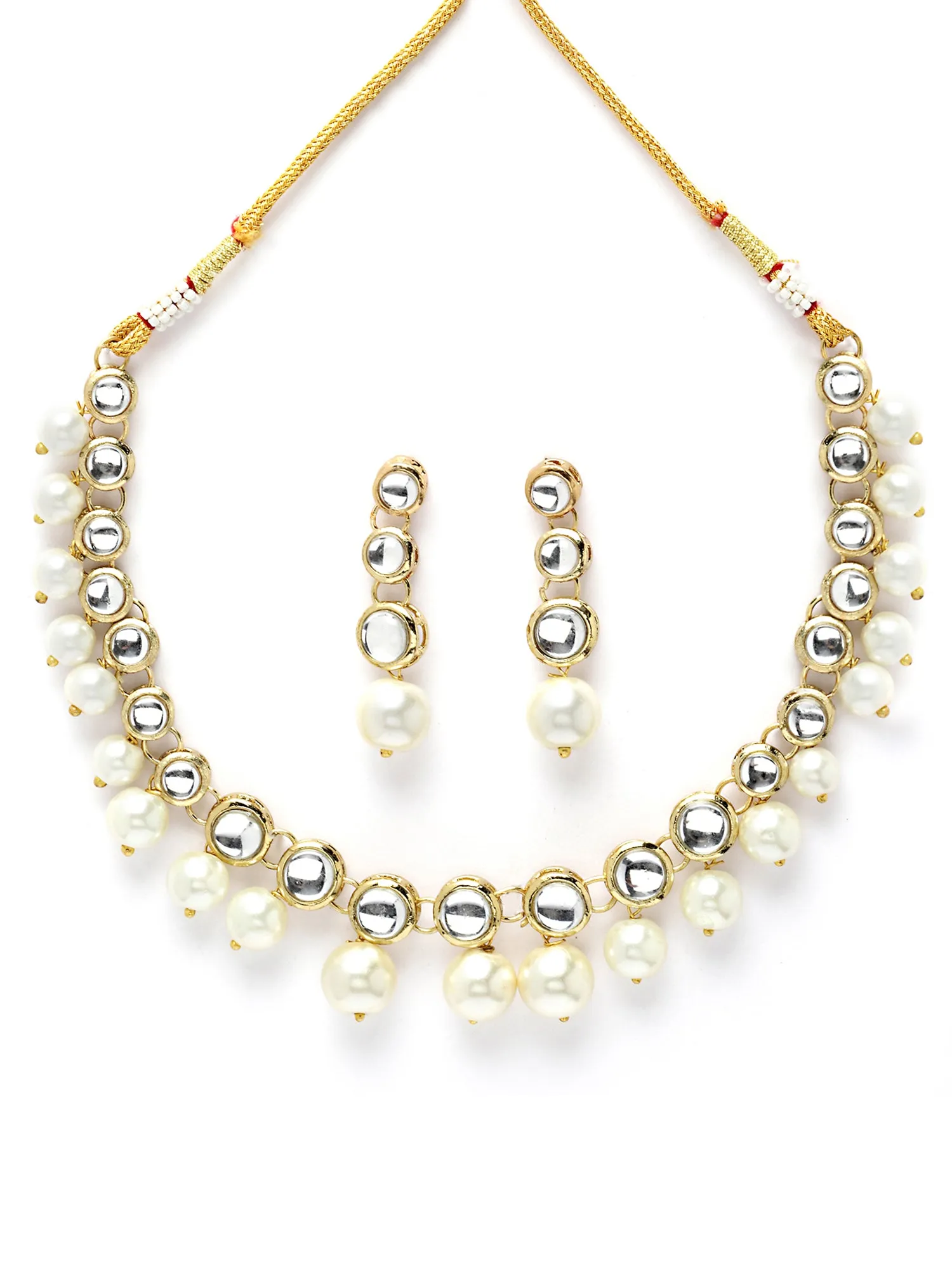 Karatcart Gold Plated Pearl and Kundan Jewellery Set for Women