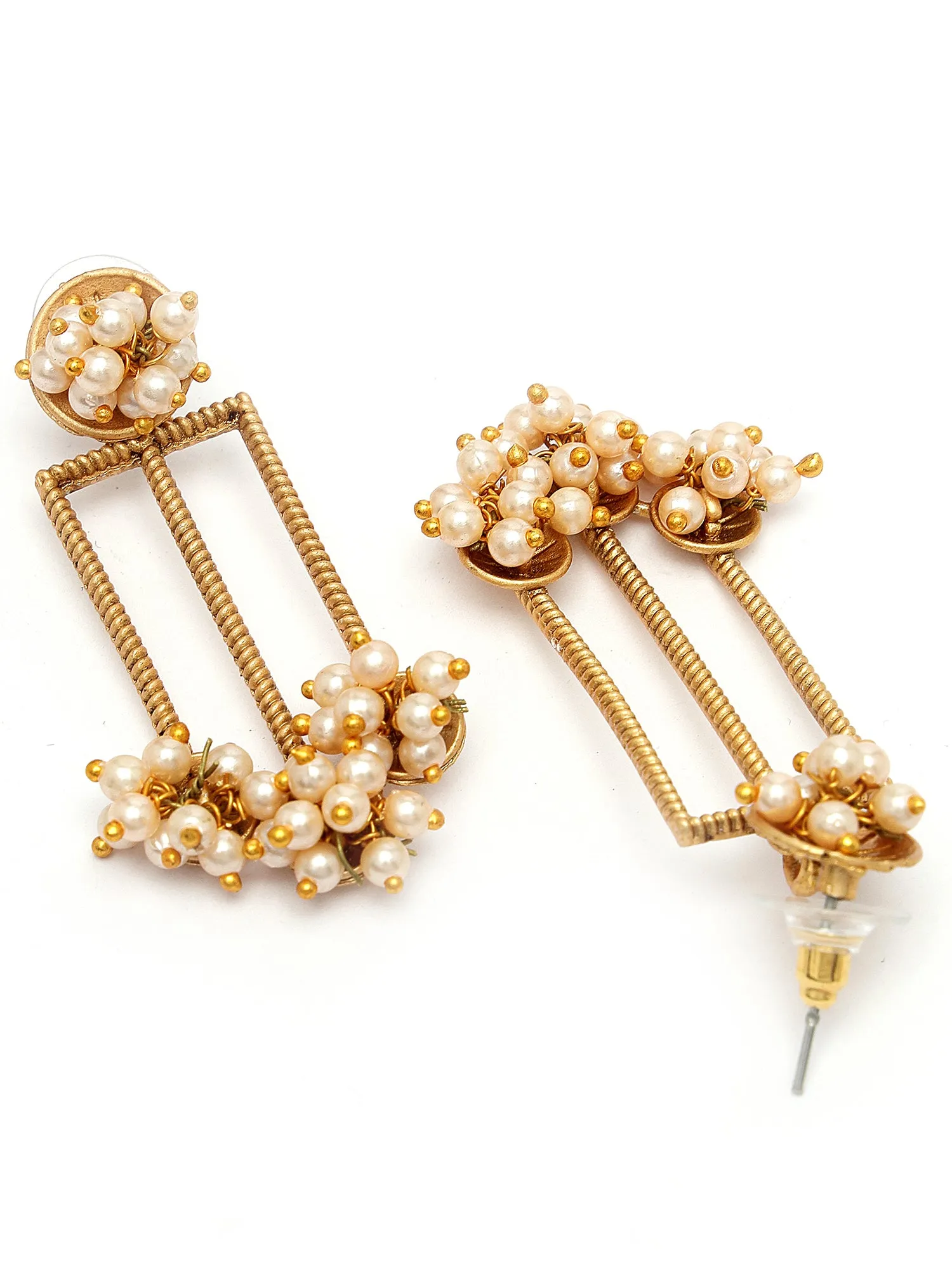 Karatcart Gold Plated Pearl Drop Earrings for Women