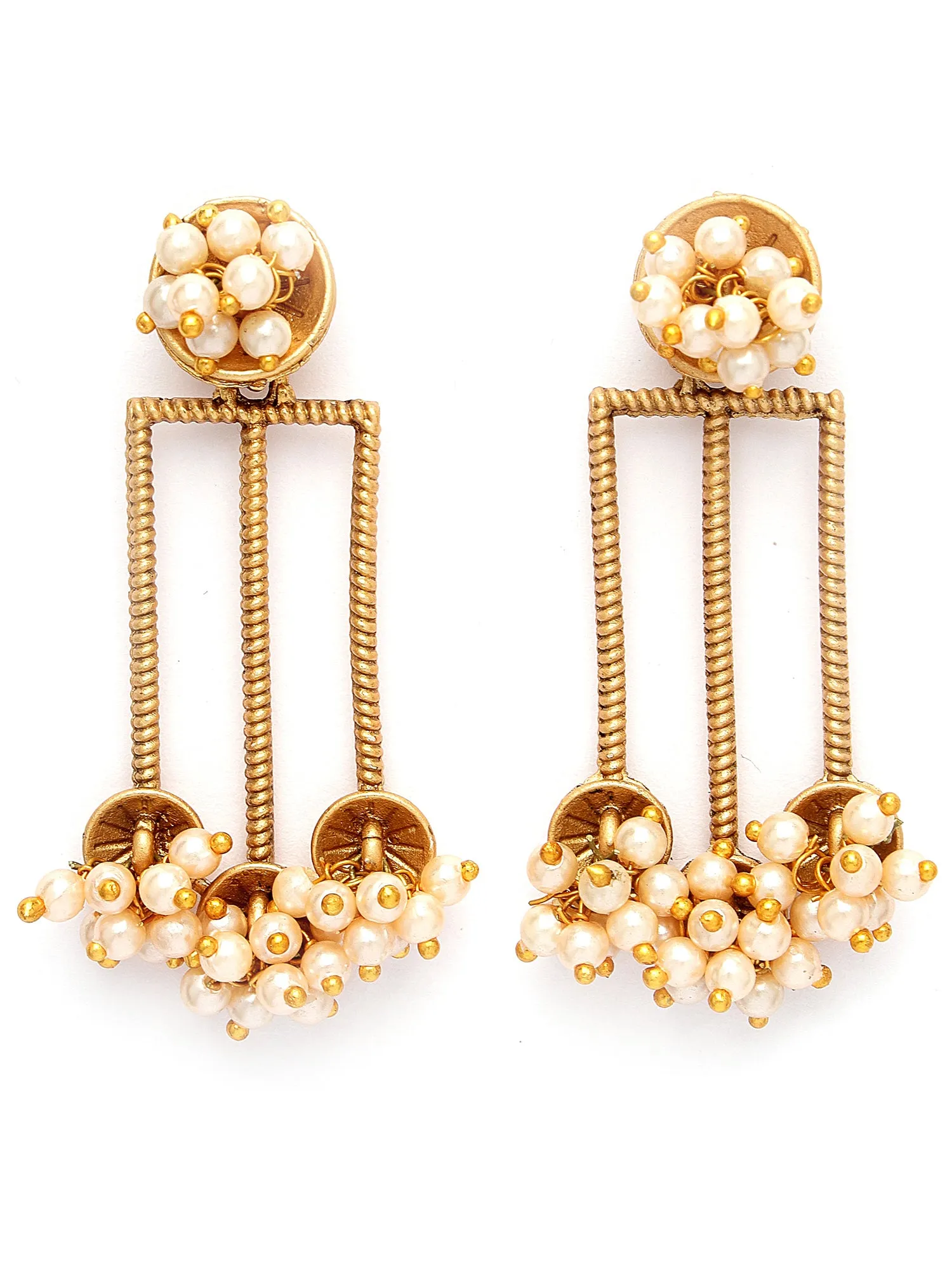 Karatcart Gold Plated Pearl Drop Earrings for Women