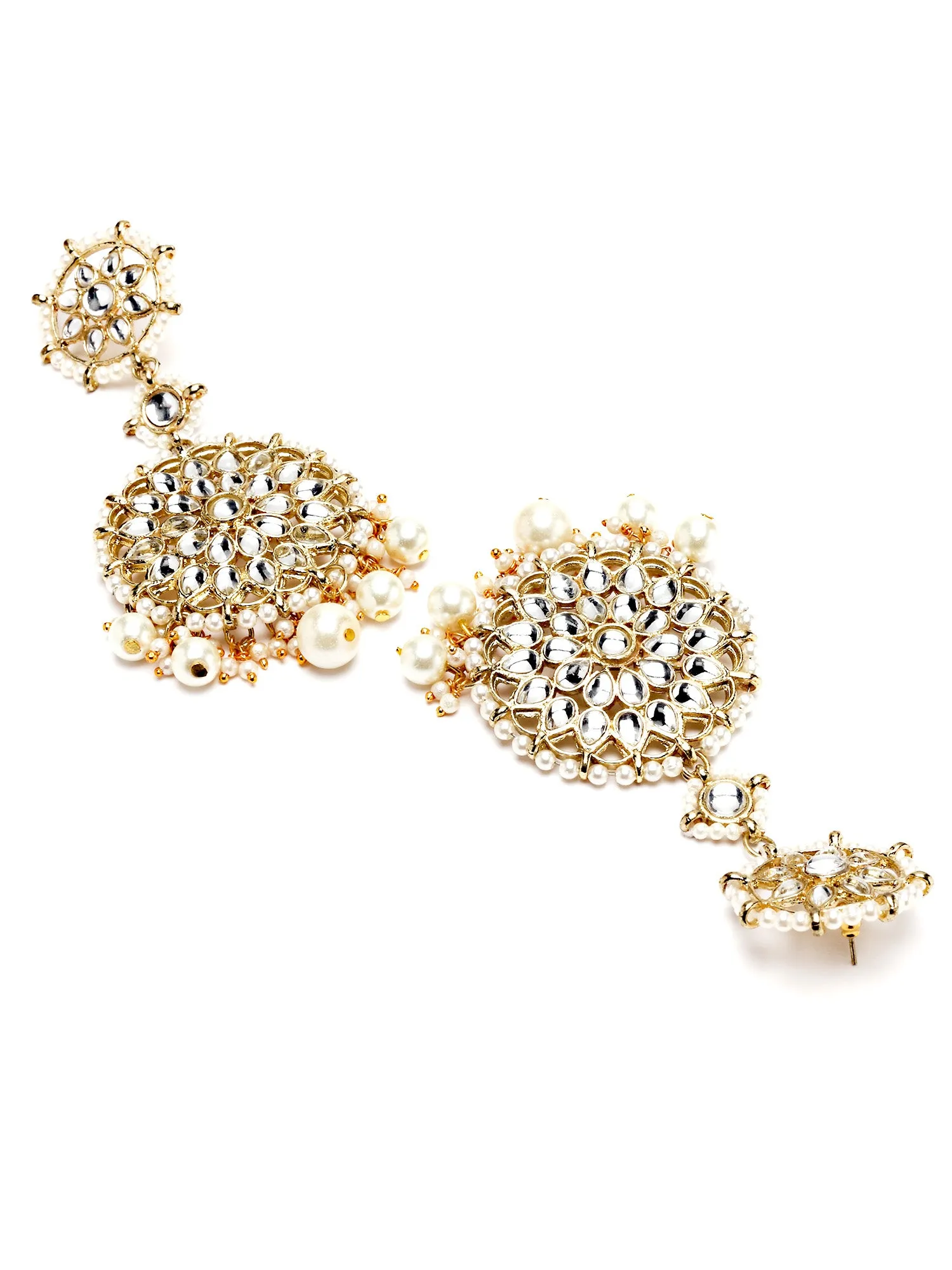 Karatcart Gold Plated Pearl Kundan Bridal Choker Necklace Set for Women