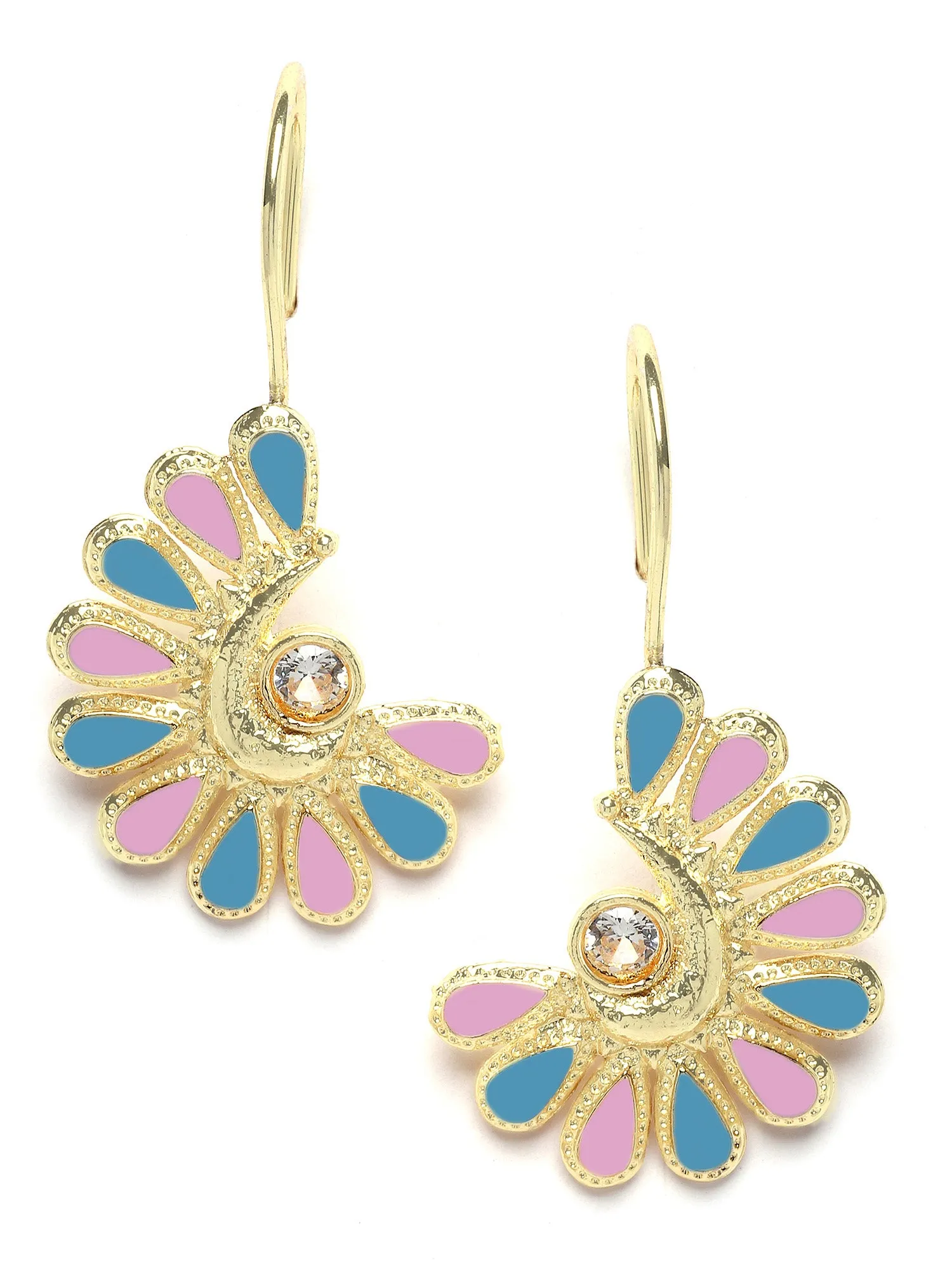 Karatcart Gold Plated Pink and Light Blue Meena Drop Earring for Women