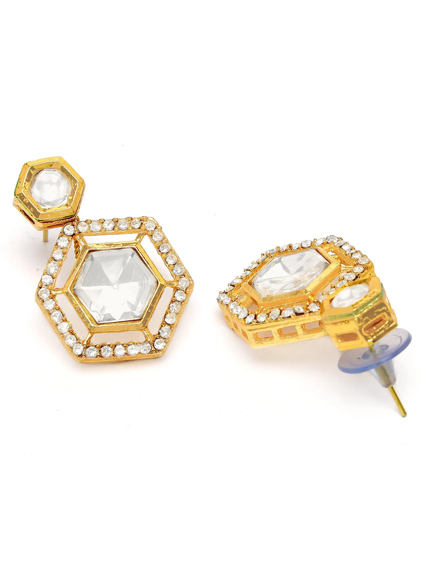 KARATCART Gold Plated Polki Classic Gold Jewellery Set for Women