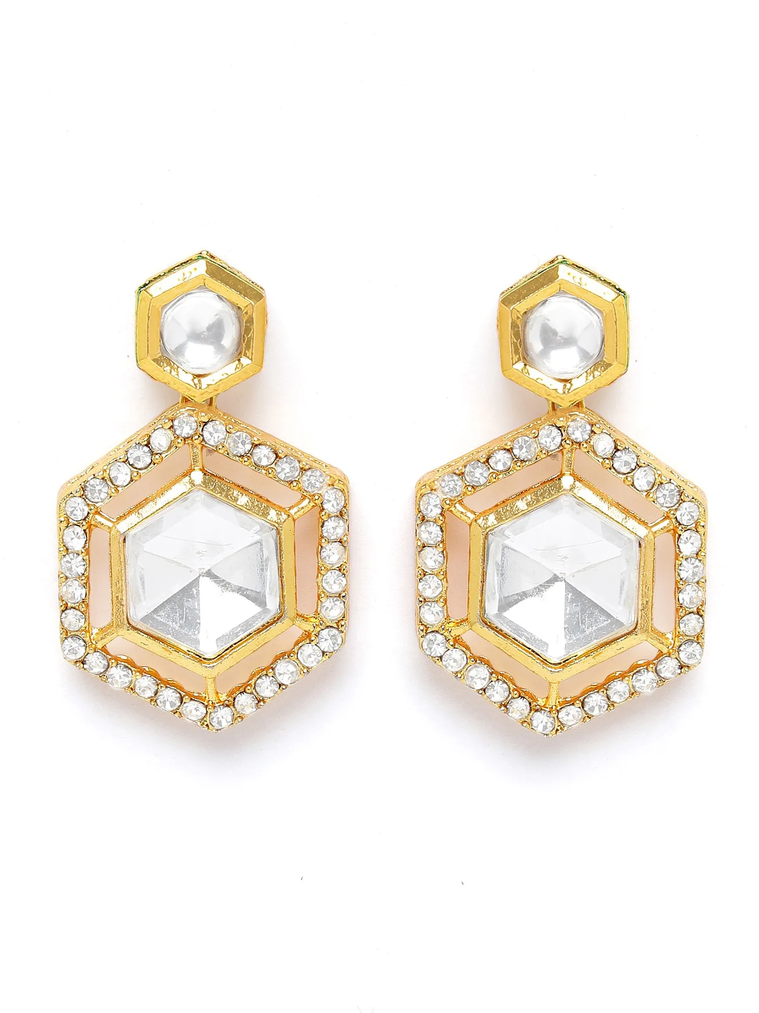 KARATCART Gold Plated Polki Classic Gold Jewellery Set for Women