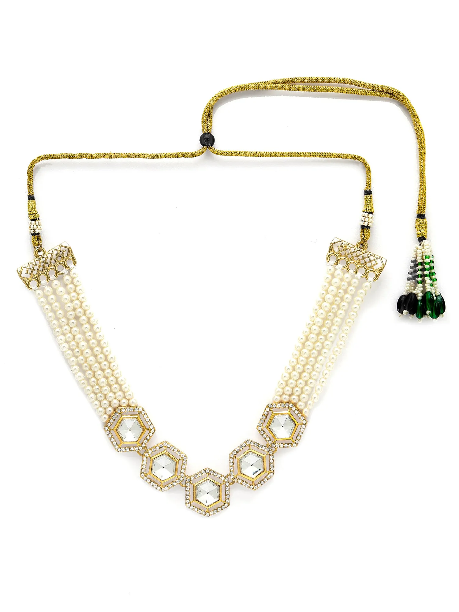 KARATCART Gold Plated Polki Classic Gold Jewellery Set for Women