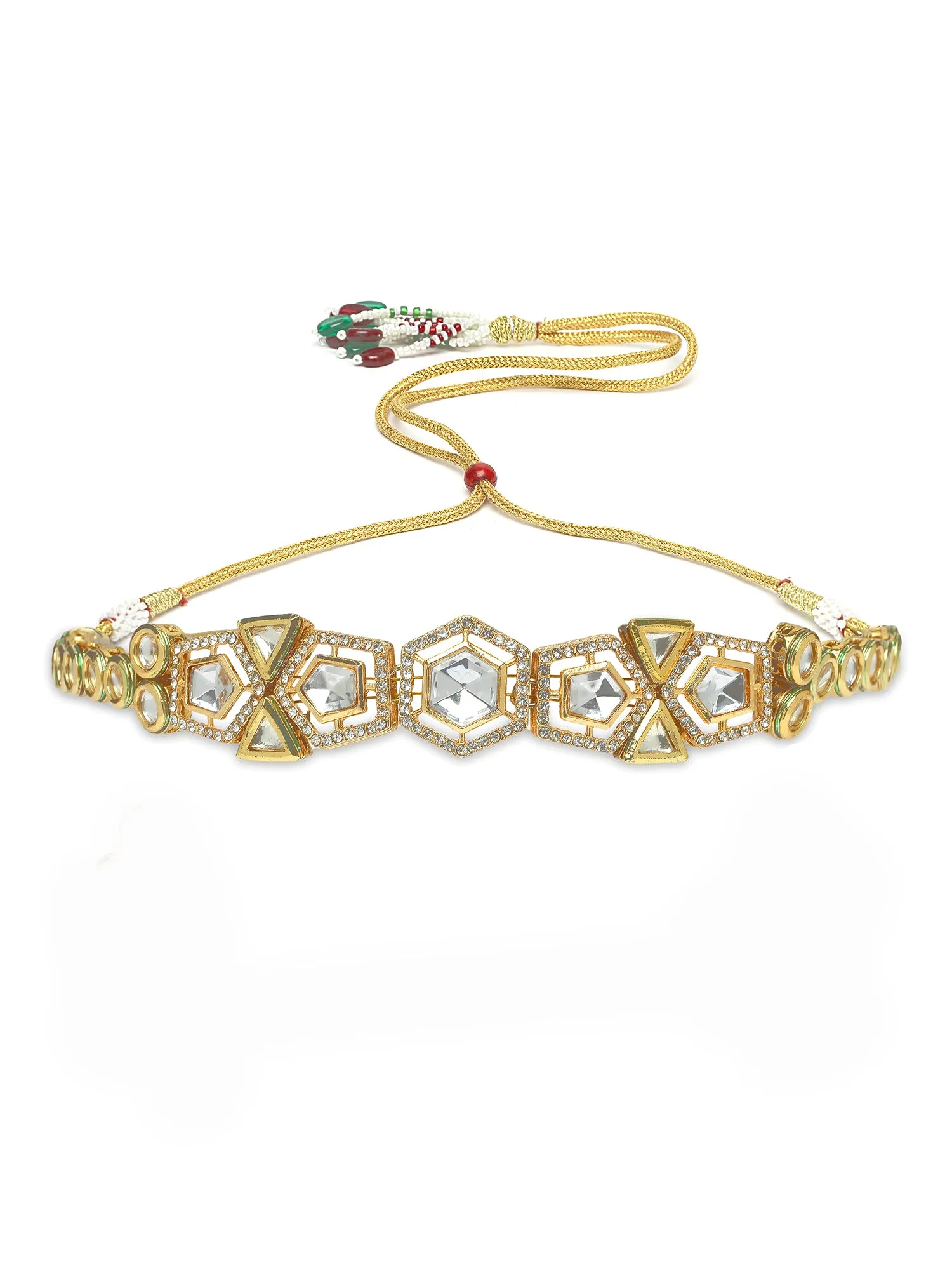 Karatcart Gold Plated Polki Kundan Choker Necklace Set for Women