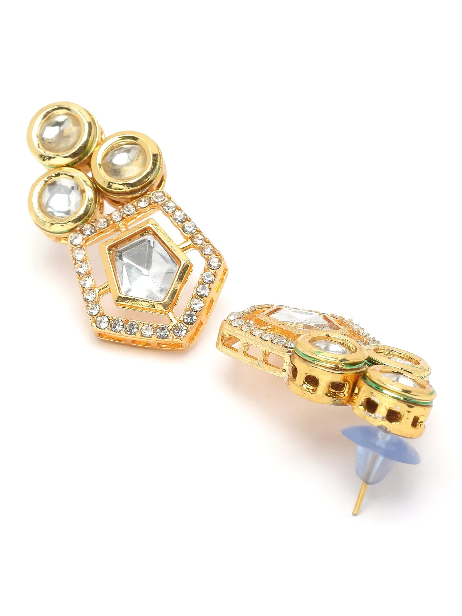 Karatcart Gold Plated Polki Kundan Choker Necklace Set for Women