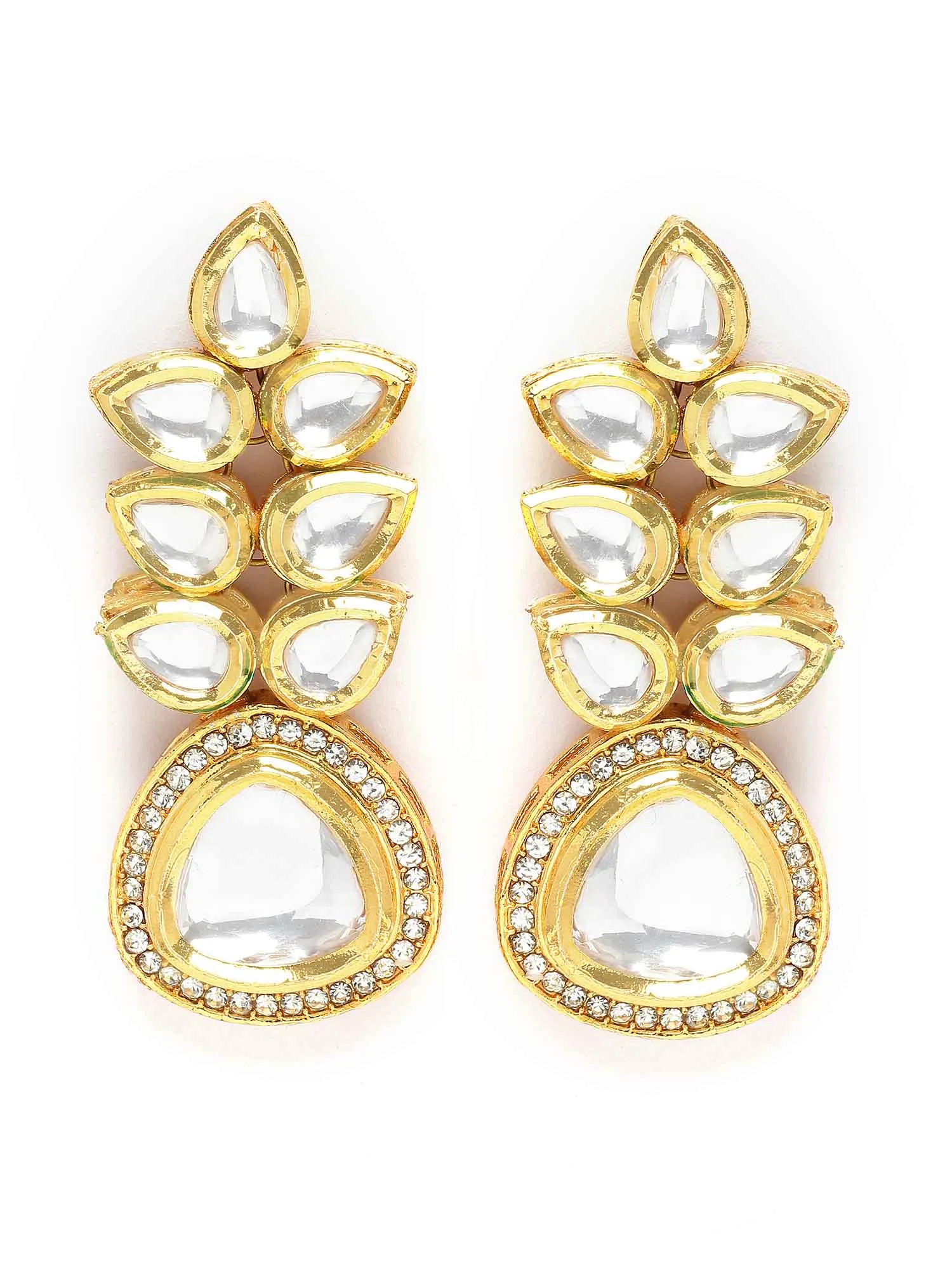 Karatcart Gold-Plated Polki Kundan Drop Earring for Women