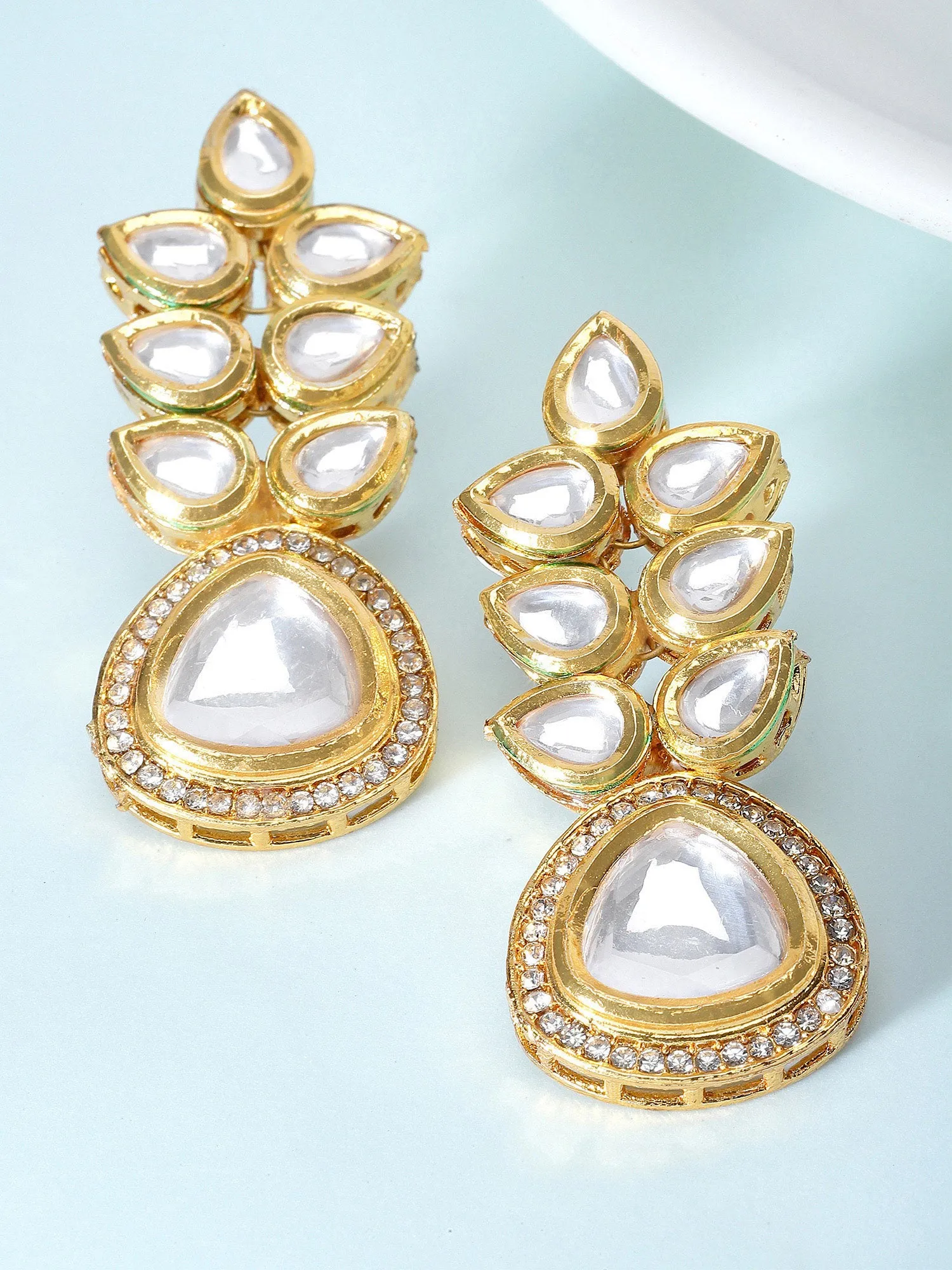 Karatcart Gold-Plated Polki Kundan Drop Earring for Women