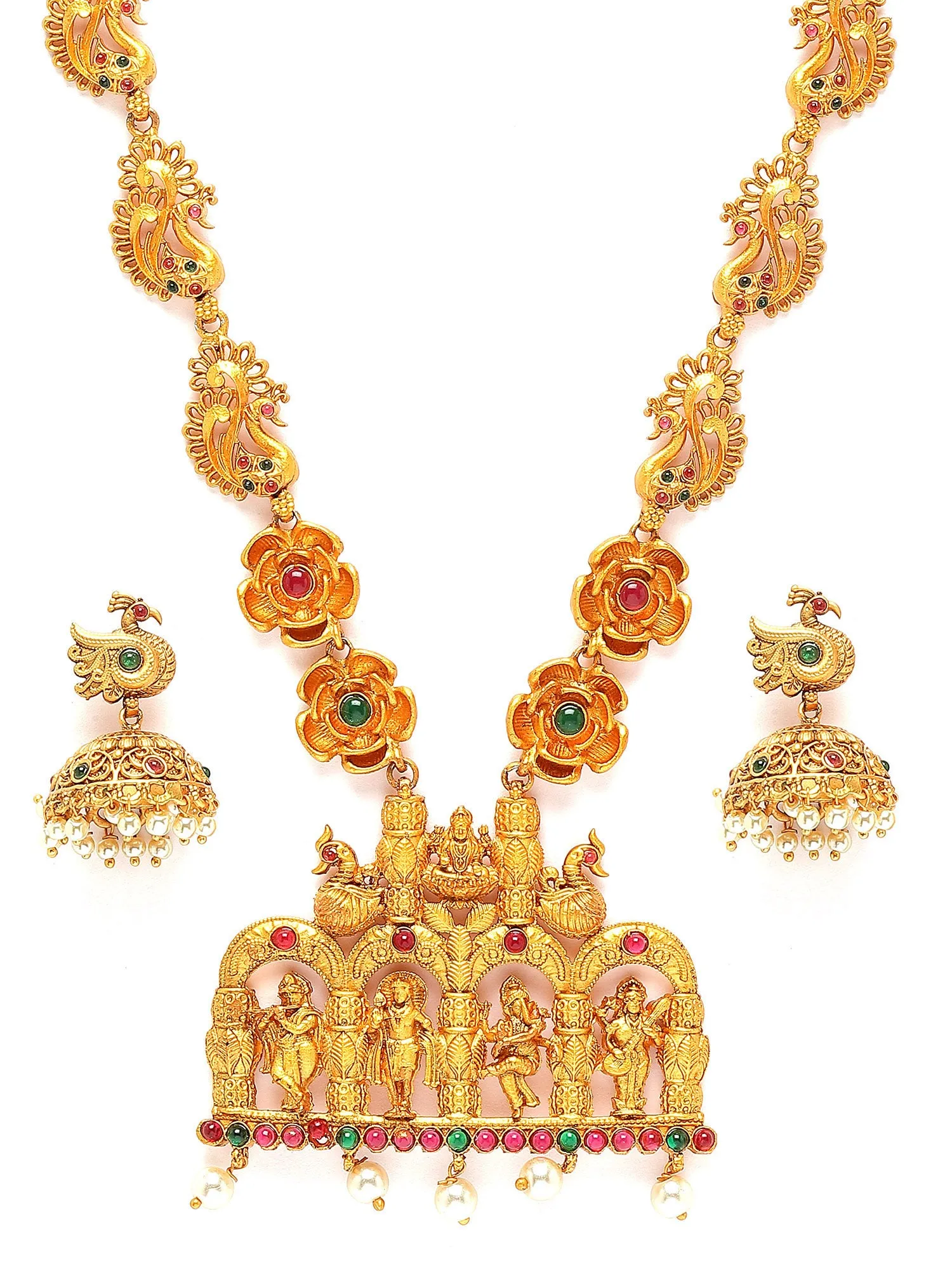 Karatcart Gold Plated Rani Haar Temple Jewellery Set for Women