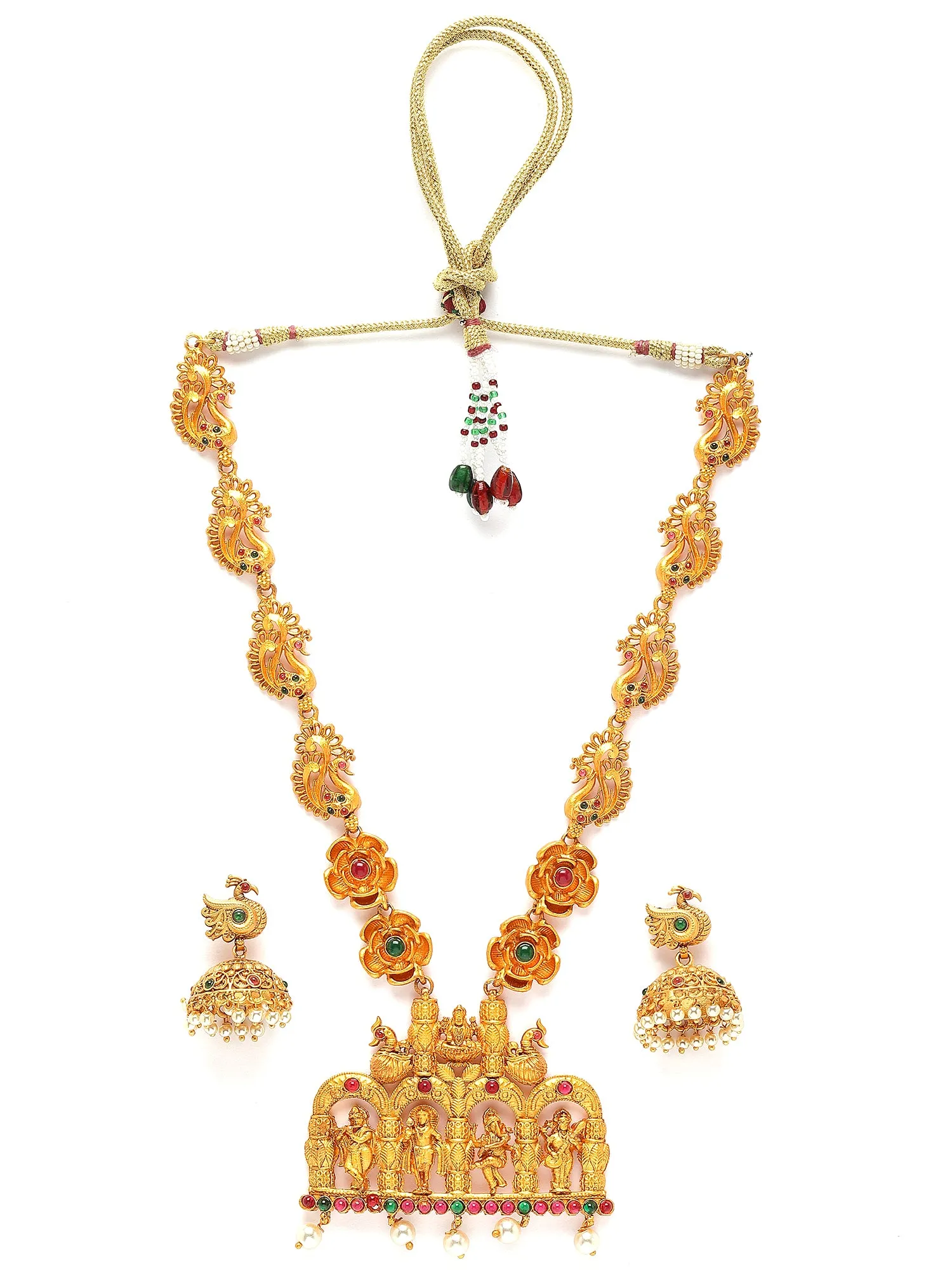 Karatcart Gold Plated Rani Haar Temple Jewellery Set for Women