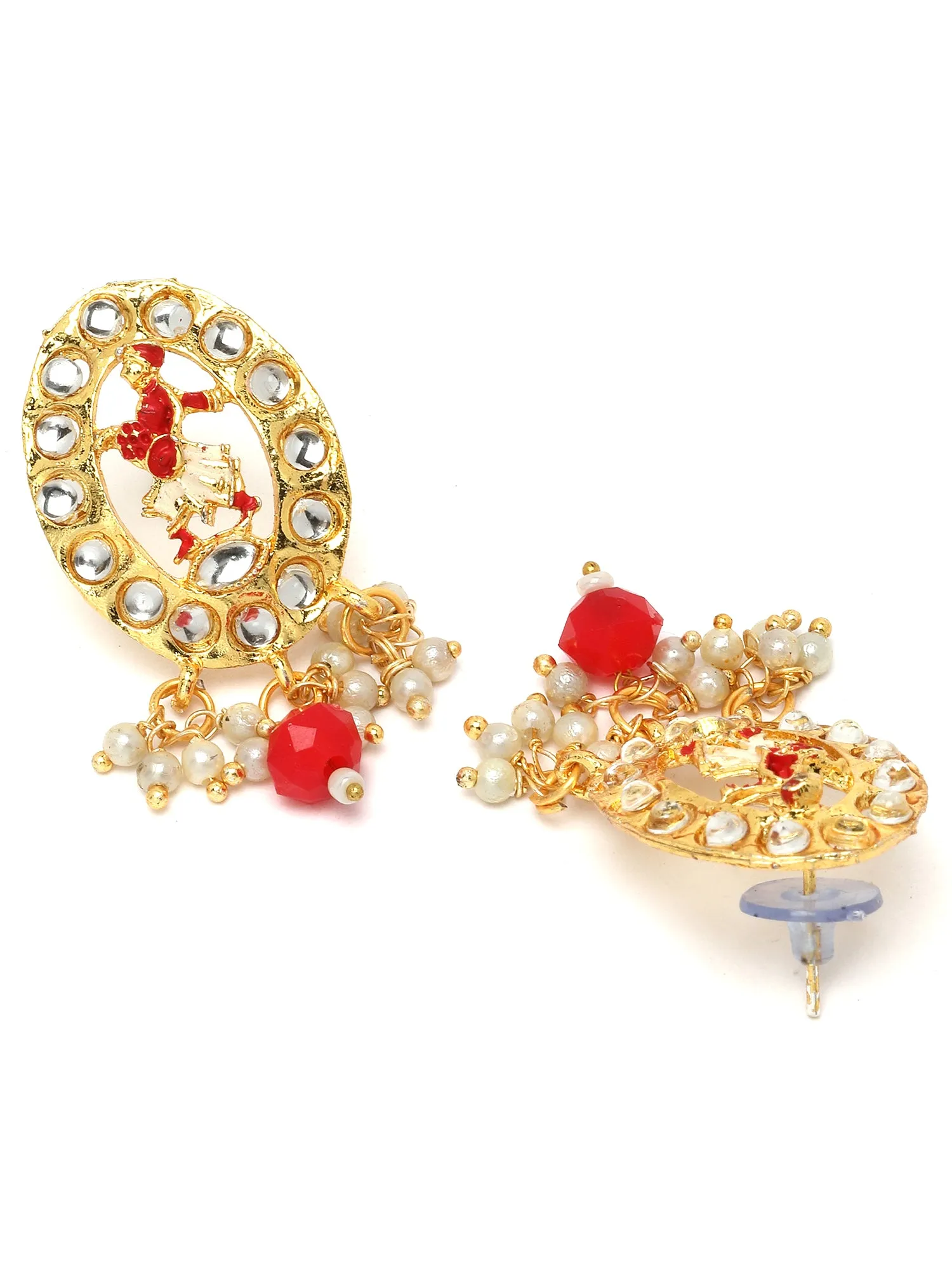 Karatcart Gold Plated Red Dulhan Doli Design Choker Necklace Set for Women