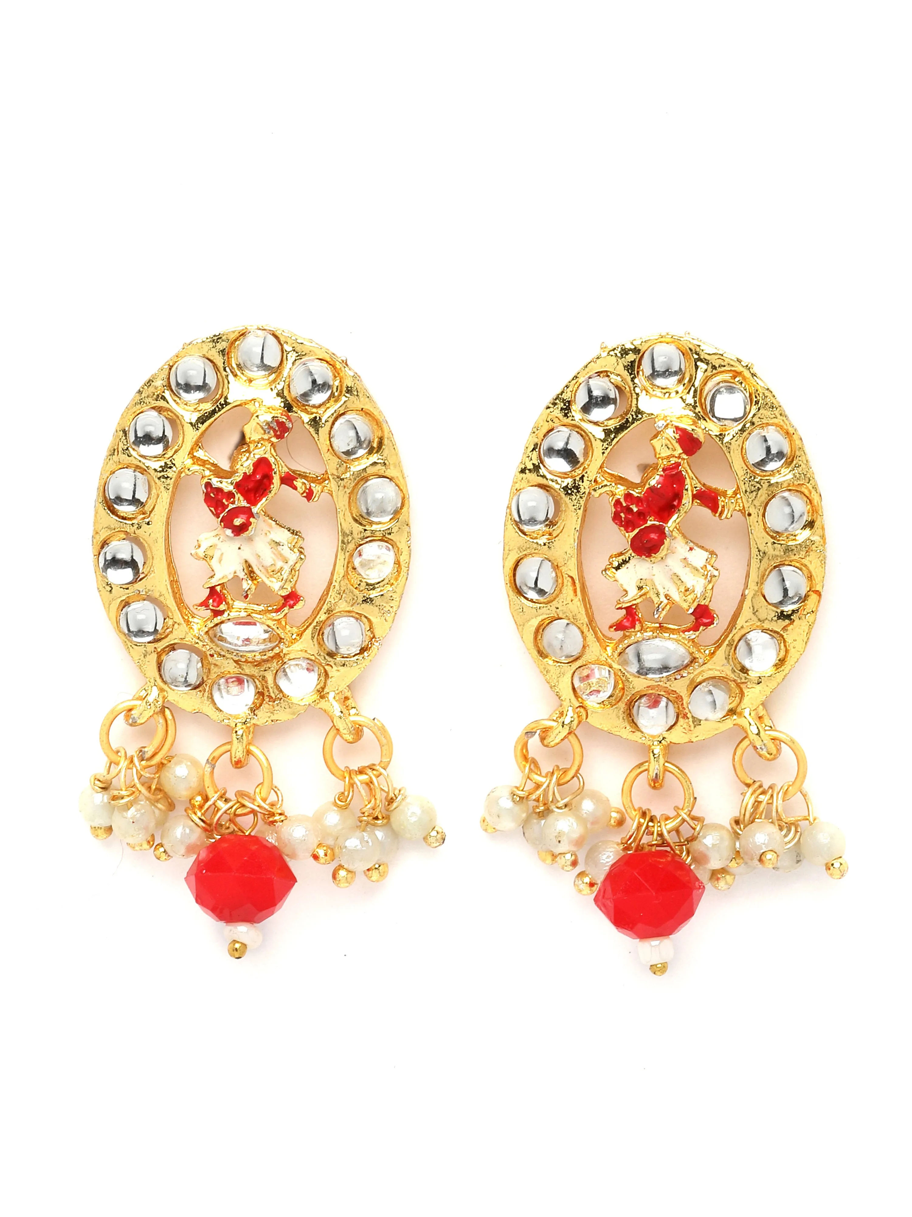 Karatcart Gold Plated Red Dulhan Doli Design Choker Necklace Set for Women