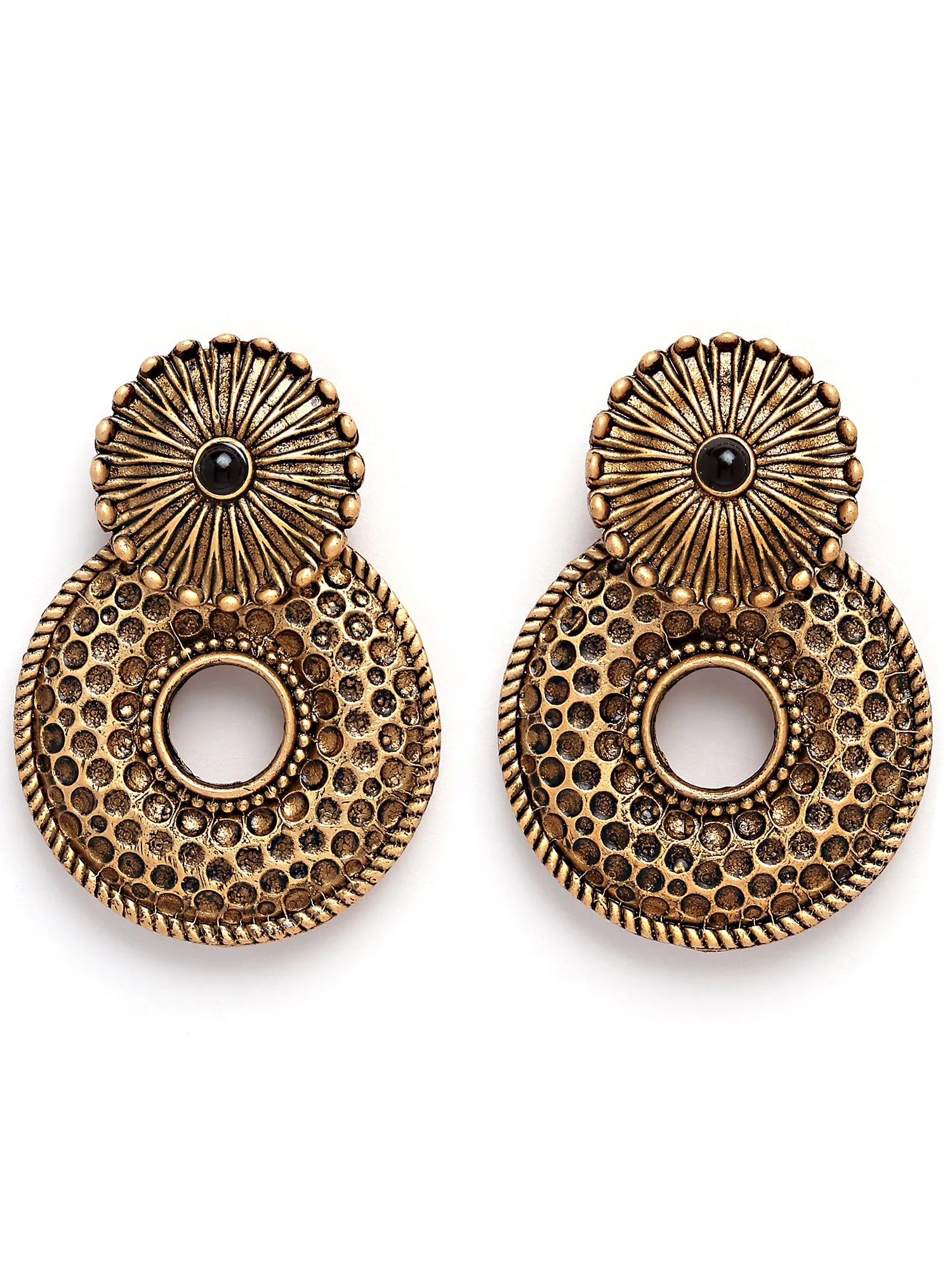 Karatcart Gold Plated Textured Dangler Earrings for Women