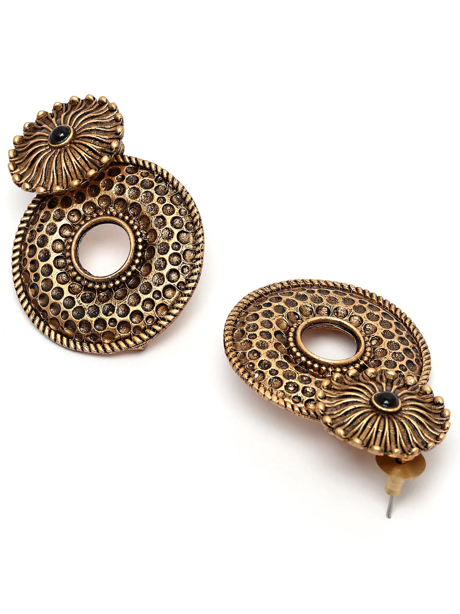 Karatcart Gold Plated Textured Dangler Earrings for Women