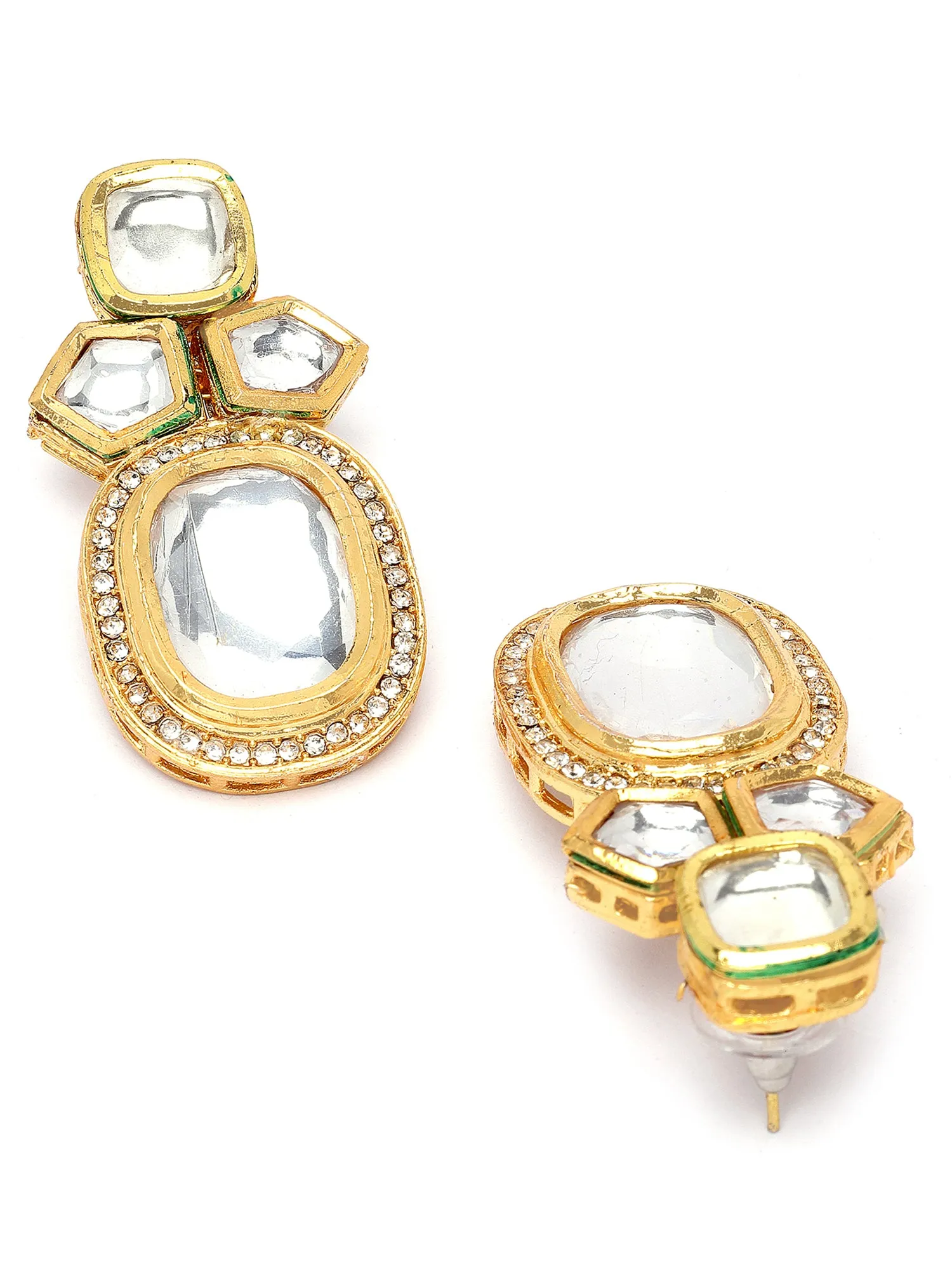 Karatcart Gold Polki Kundan Drop Earrings for Women