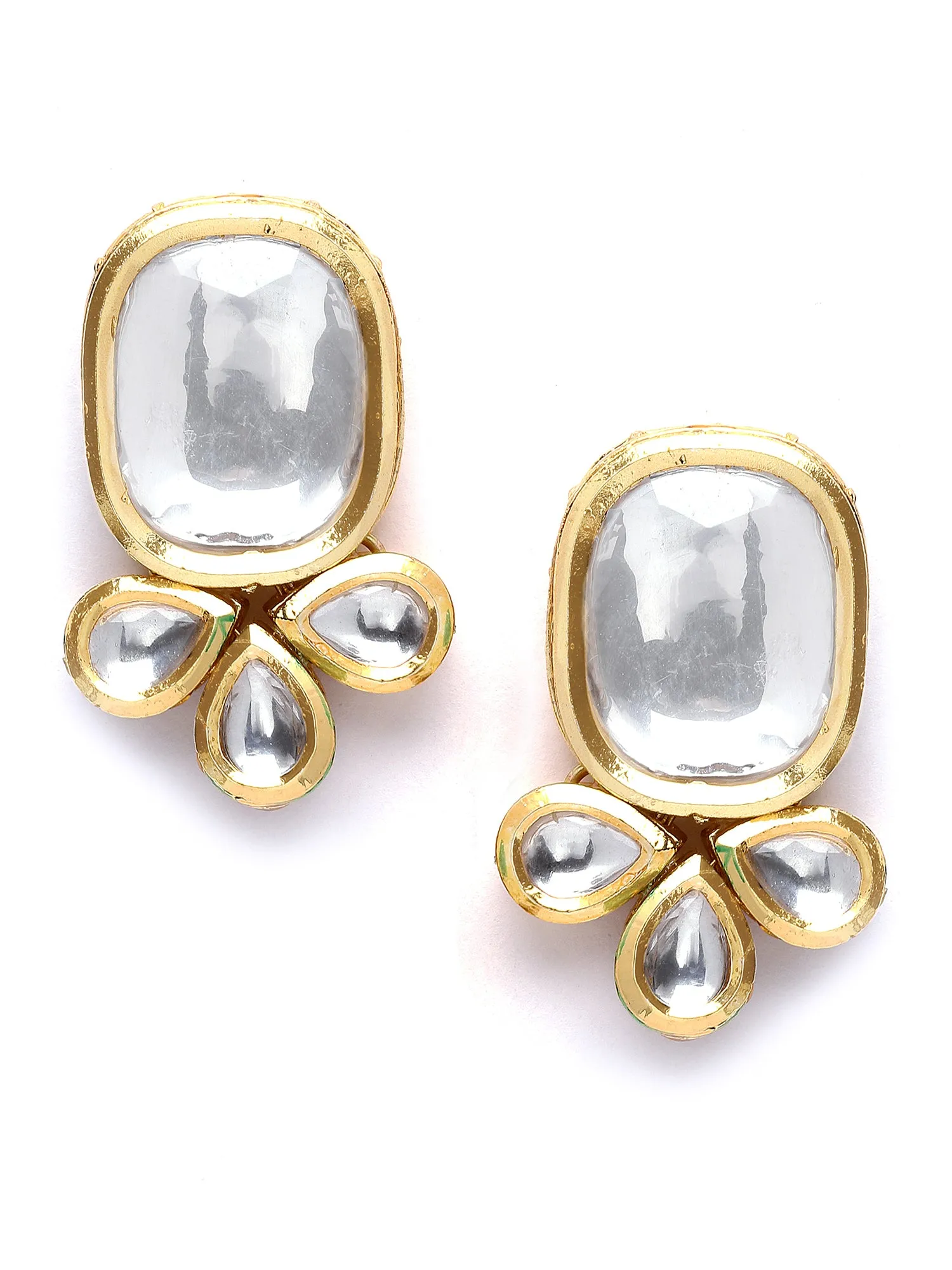 Karatcart Gold Polki Kundan Stud Earrings for Women