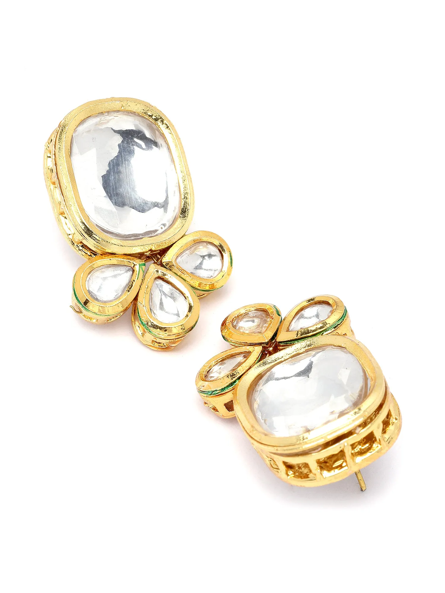 Karatcart Gold Polki Kundan Stud Earrings for Women