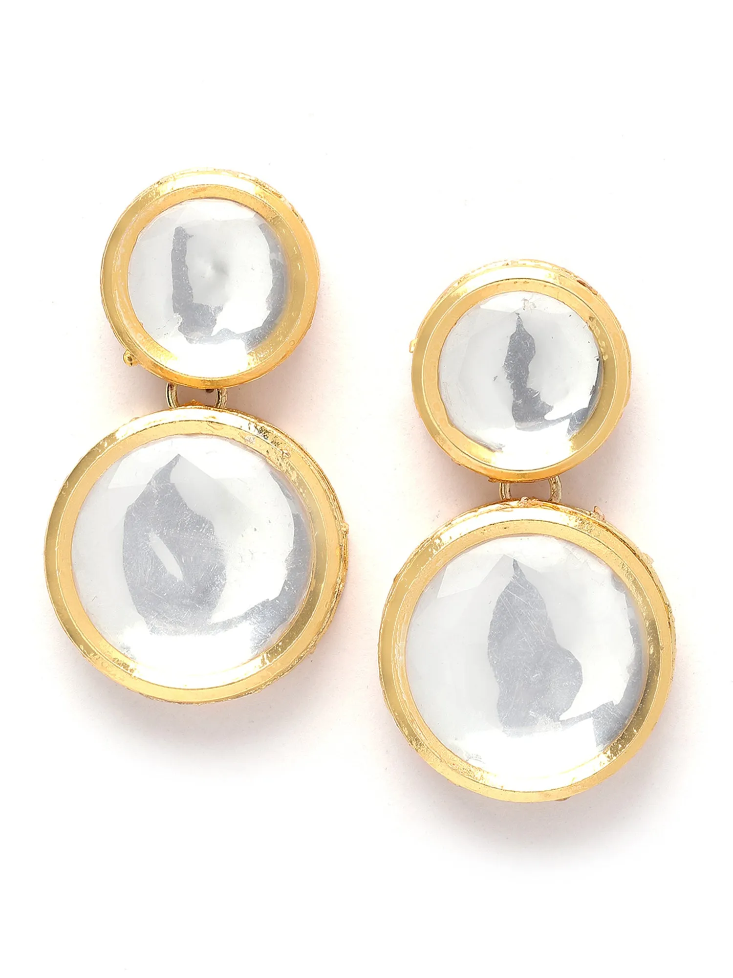 Karatcart Gold Round Polki Kundan Drop Earring for Women