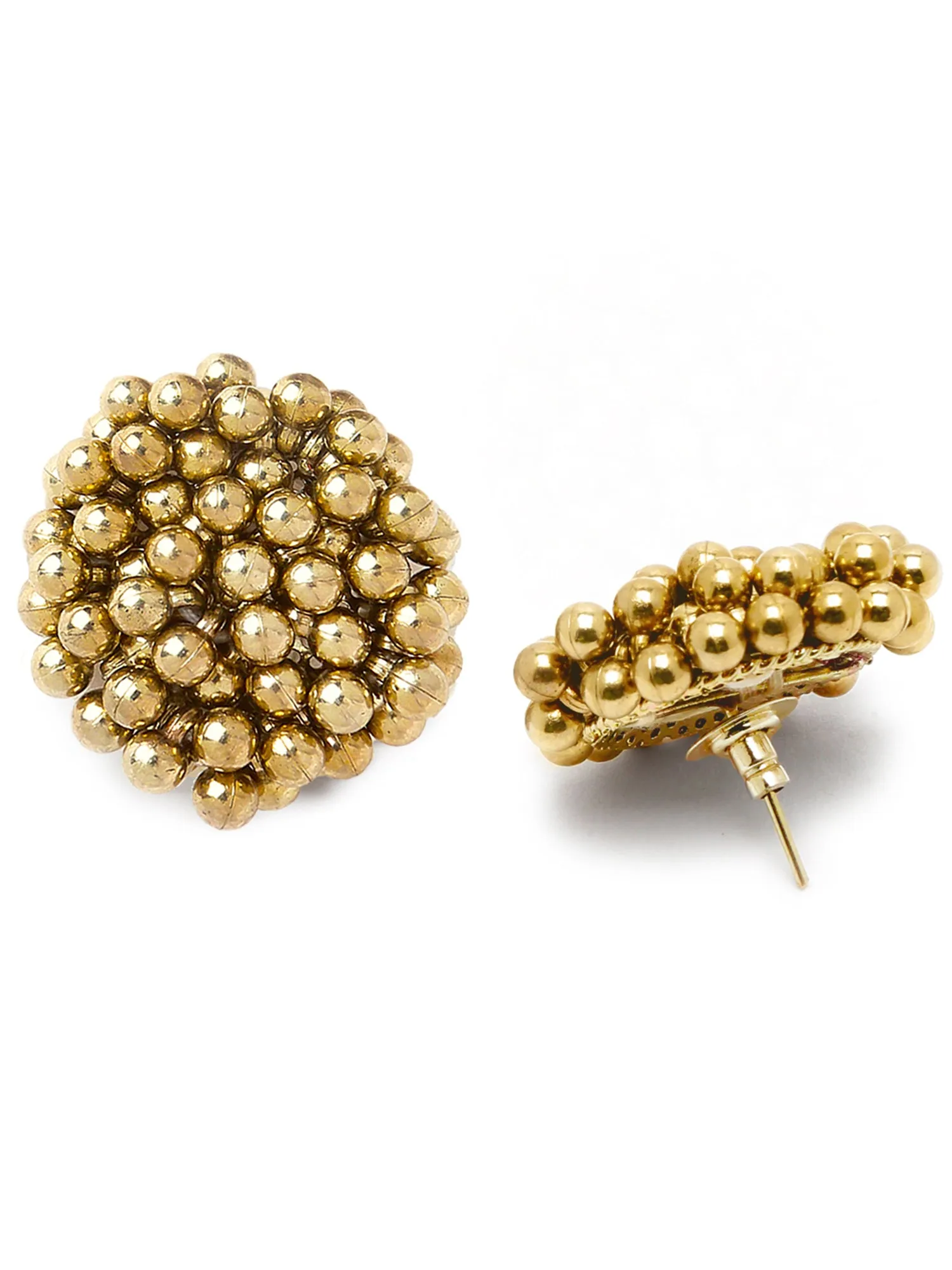 Karatcart Golden Balls Contemporary Stud Earrings