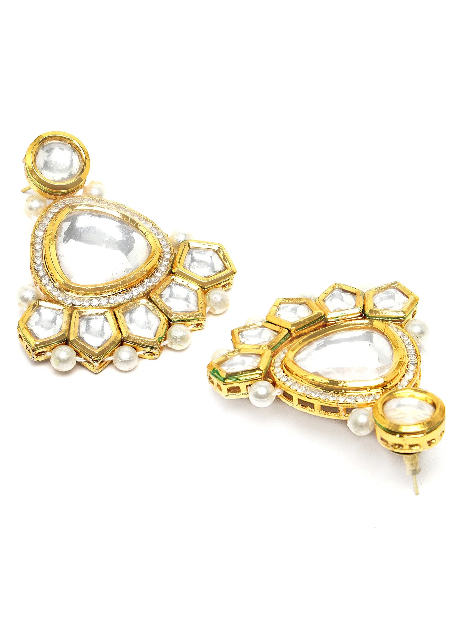 Karatcart Golden Triangle Polki Kundan Dangler Earrings for Women