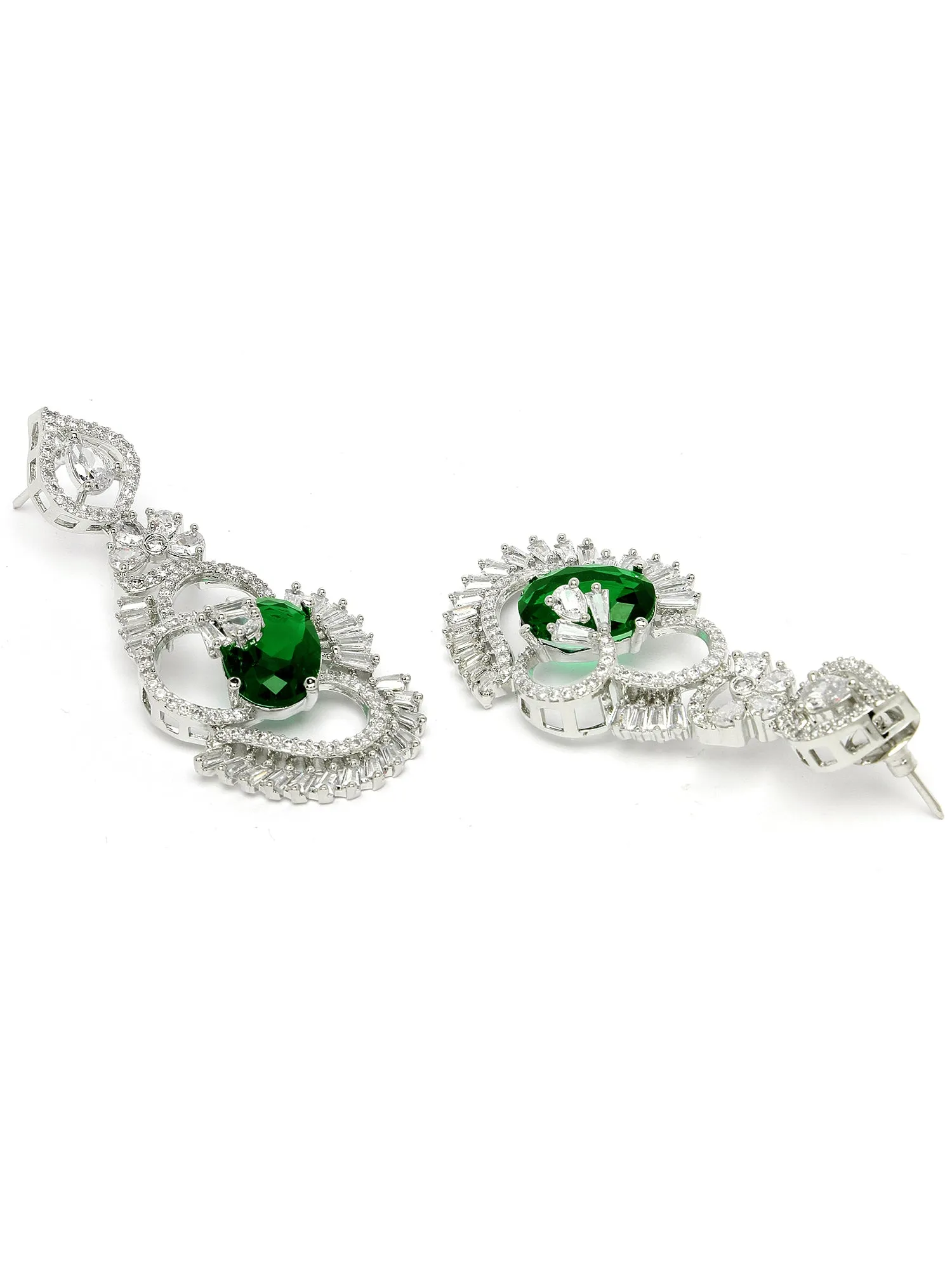 Karatcart Green Cubic Zirconia Stone Studded Jewellery Set for Women