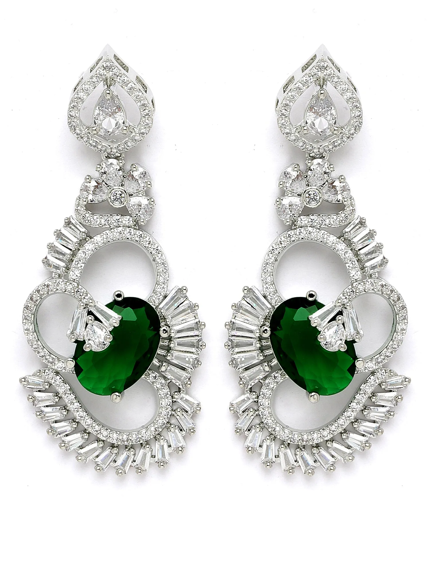 Karatcart Green Cubic Zirconia Stone Studded Jewellery Set for Women