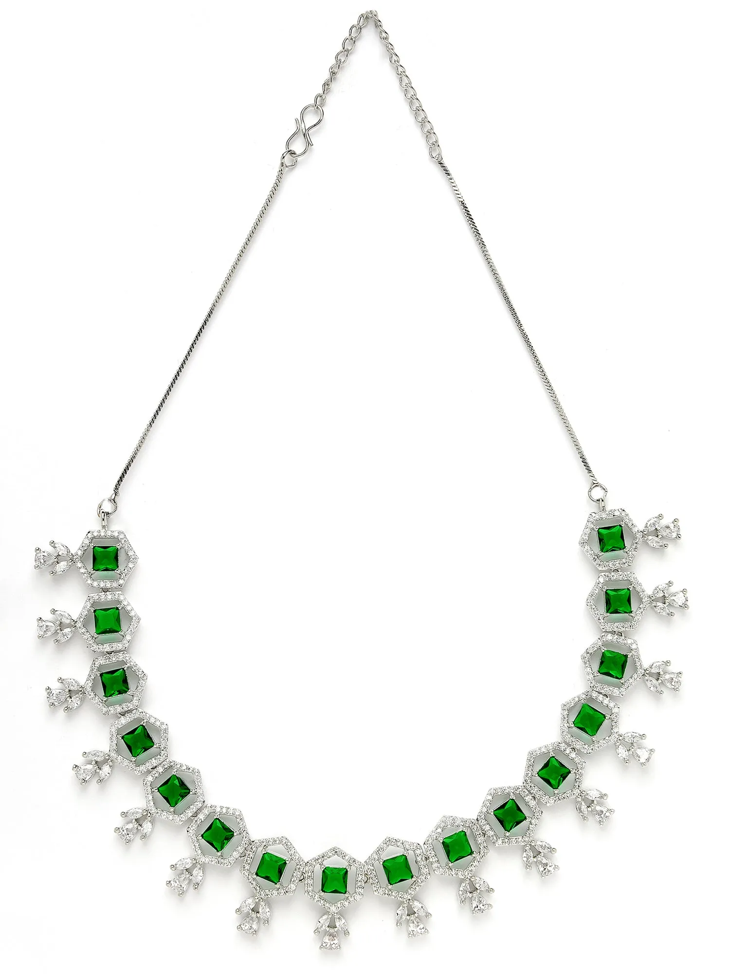 Karatcart Green Cubic Zirconia Studded Light Weight Jewellery Set for Women